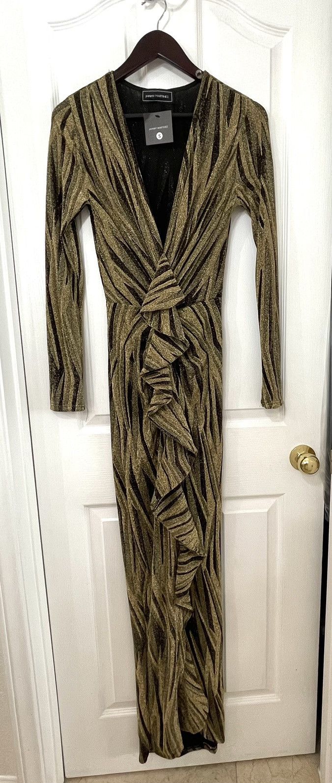 Other Gold & Black V- Neck Bodycon Dress For Night Out Size S / US 4 / IT 40 - 3 Thumbnail