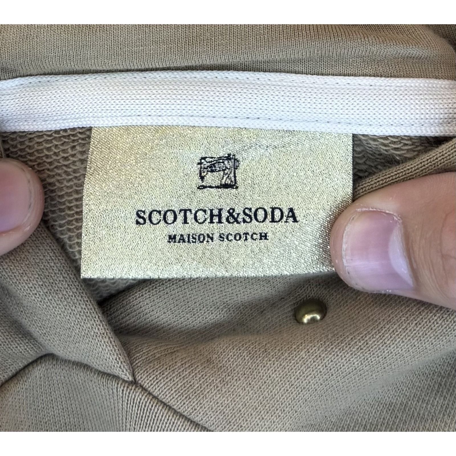 Scotch & Soda Scotch & Soda Hoodie Womens Small Tan Studded Pullover Size S / US 4 / IT 40 - 3 Thumbnail