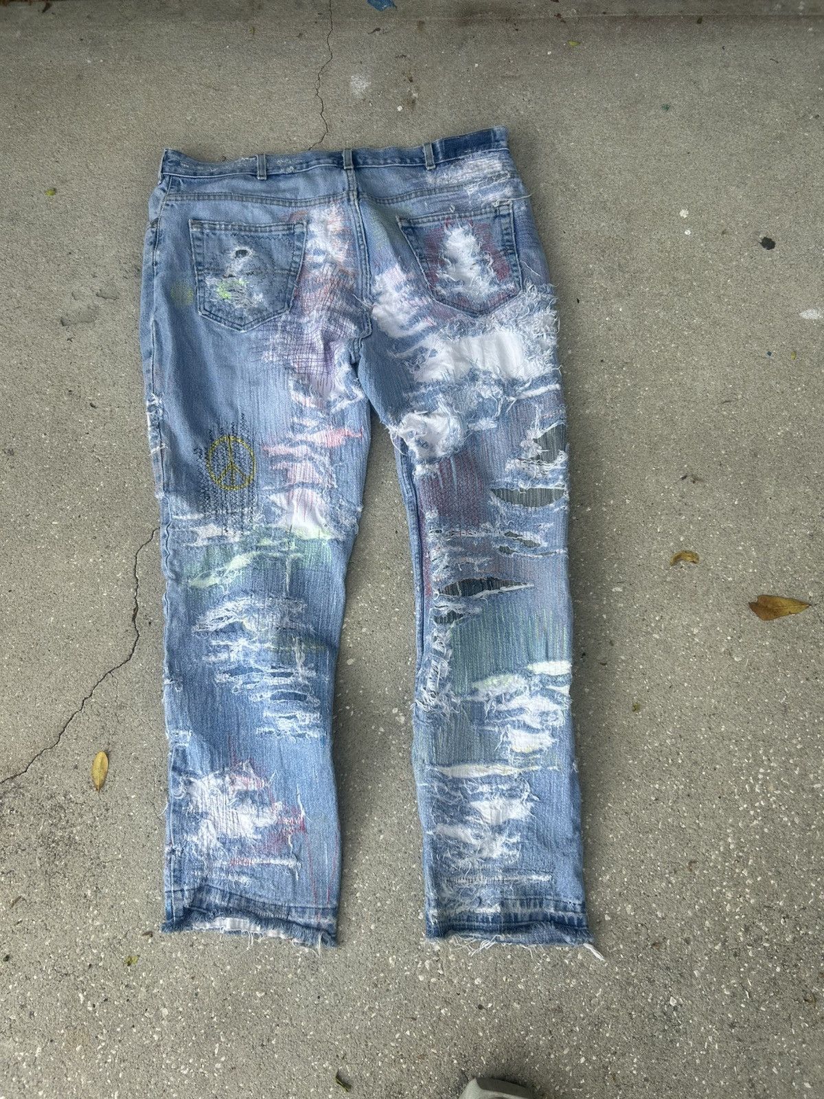 Other 1/1 Your World distressed repaired denim light blue jeans Size US 42 / EU 58 - 5 Thumbnail