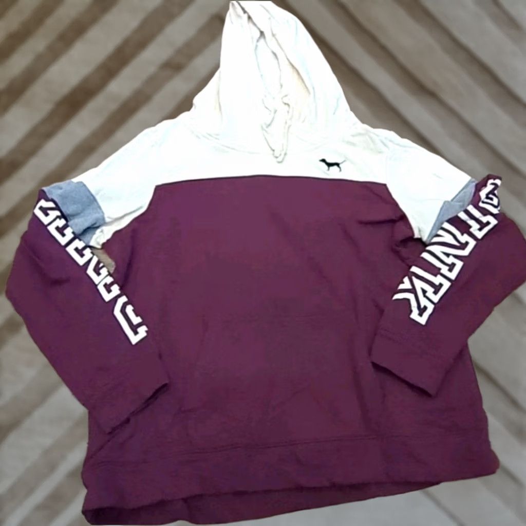 Pinko PINK Hoodie Women's Large Zip Crew Neck Logo Multicolor Cotton Blend Long Sleeve Full Zip Hooded Victoria's Secret PINK Size L / US 10 / IT 46 - 1 Thumbnail