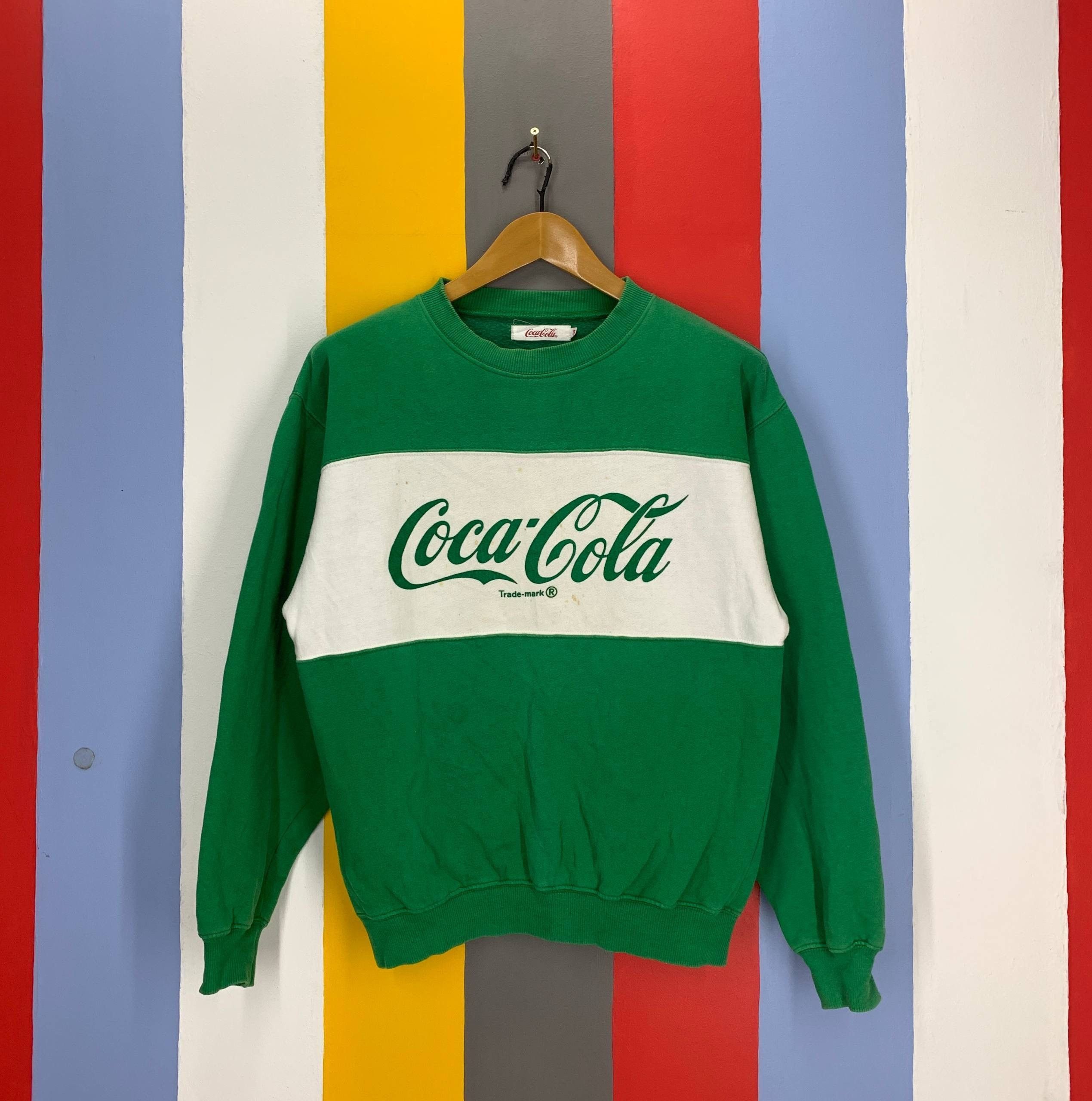 Coca Cola 90s Vintage COCA COLA Striped Sweatshirt #2607/Z Size US M / EU 48-50 / 2 - 1 Thumbnail