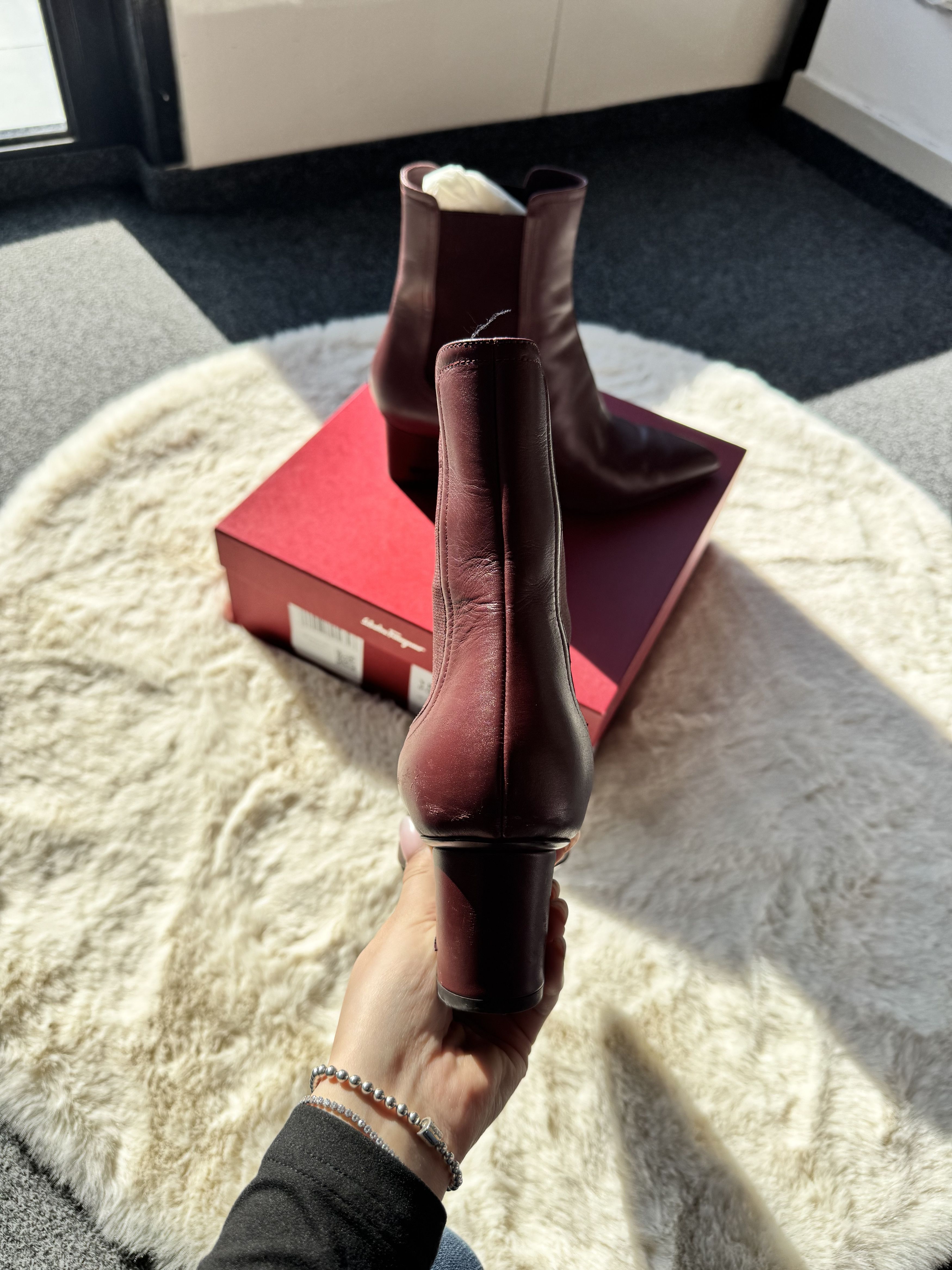 Salvatore Ferragamo Salvatore Ferragamo Velta 55 - burgundy leather ankle boots Size US 9.5 / IT 39.5 - 7 Thumbnail