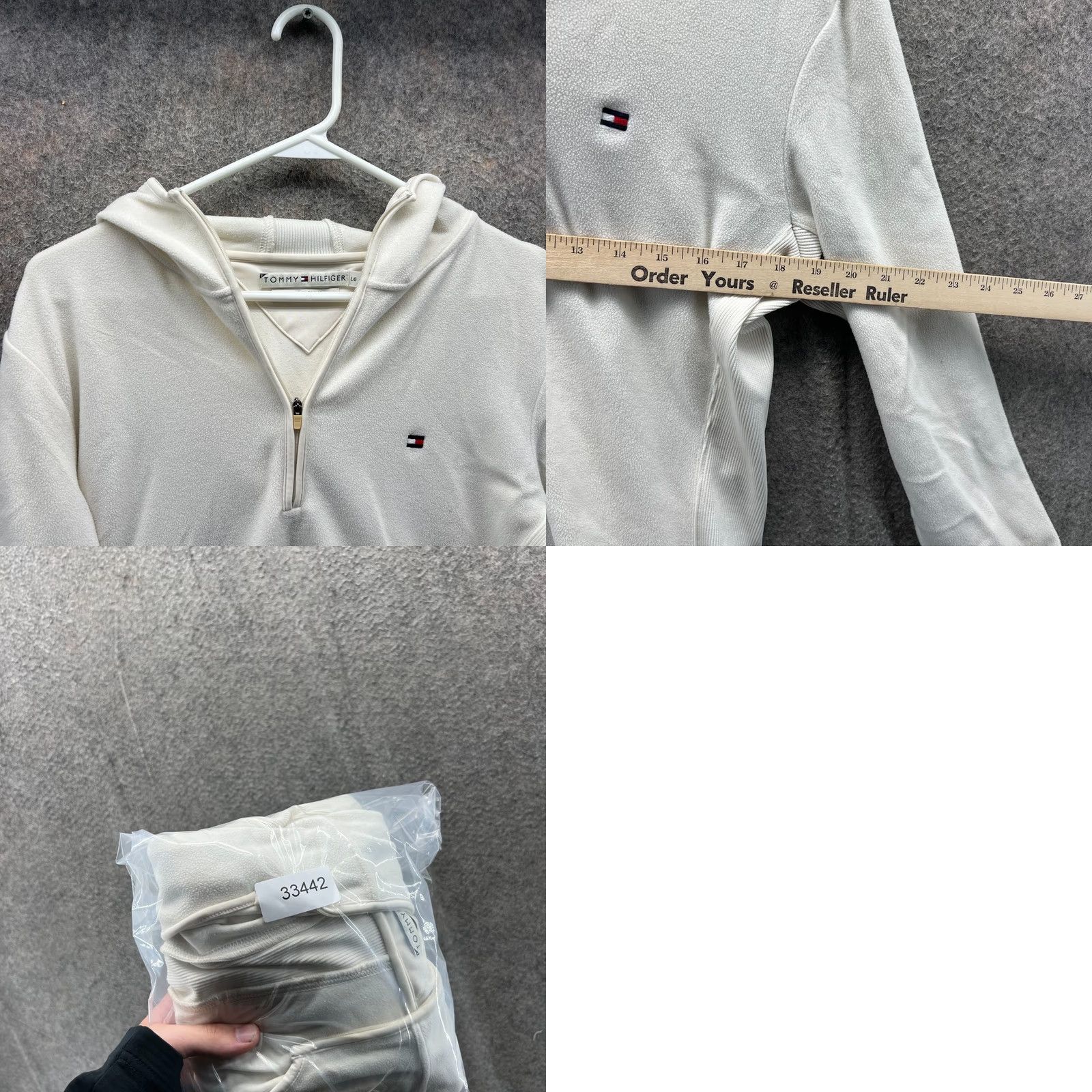 Tommy Hilfiger Tommy Hilfiger Hoodie Womens Large Beige Fleece Full Zip Sweatshirt with Logo Size L / US 10 / IT 46 - 8 Thumbnail