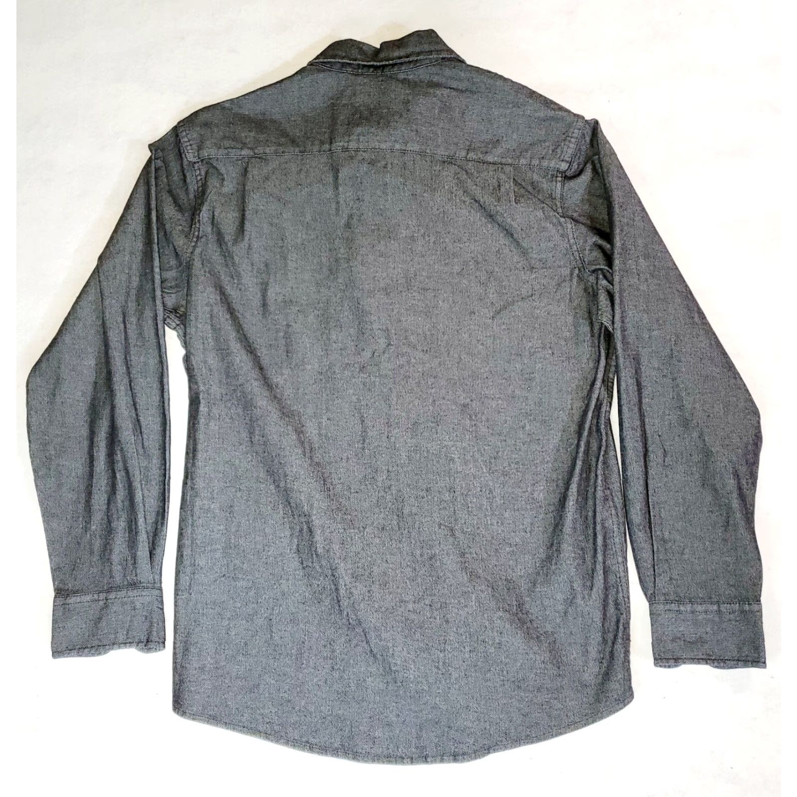 Wrangler Wrangler Mens Button-Up Denim Shirt Long Sleeve Dark Charcoal Stretch Flex for Comfort Sz Medium Regular Fit Casual Casual Mens Size US M / EU 48-50 / 2 - 6 Thumbnail