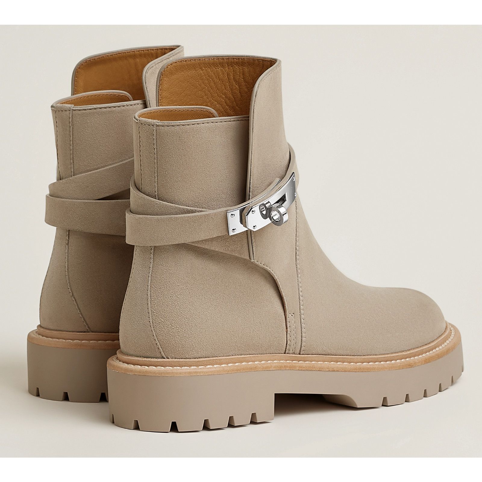 Hermes Hermes Jeff Ankle Boot Galet Suede Goatskin Kelly Lock 40 Size US 10 / IT 40 - 15 Thumbnail