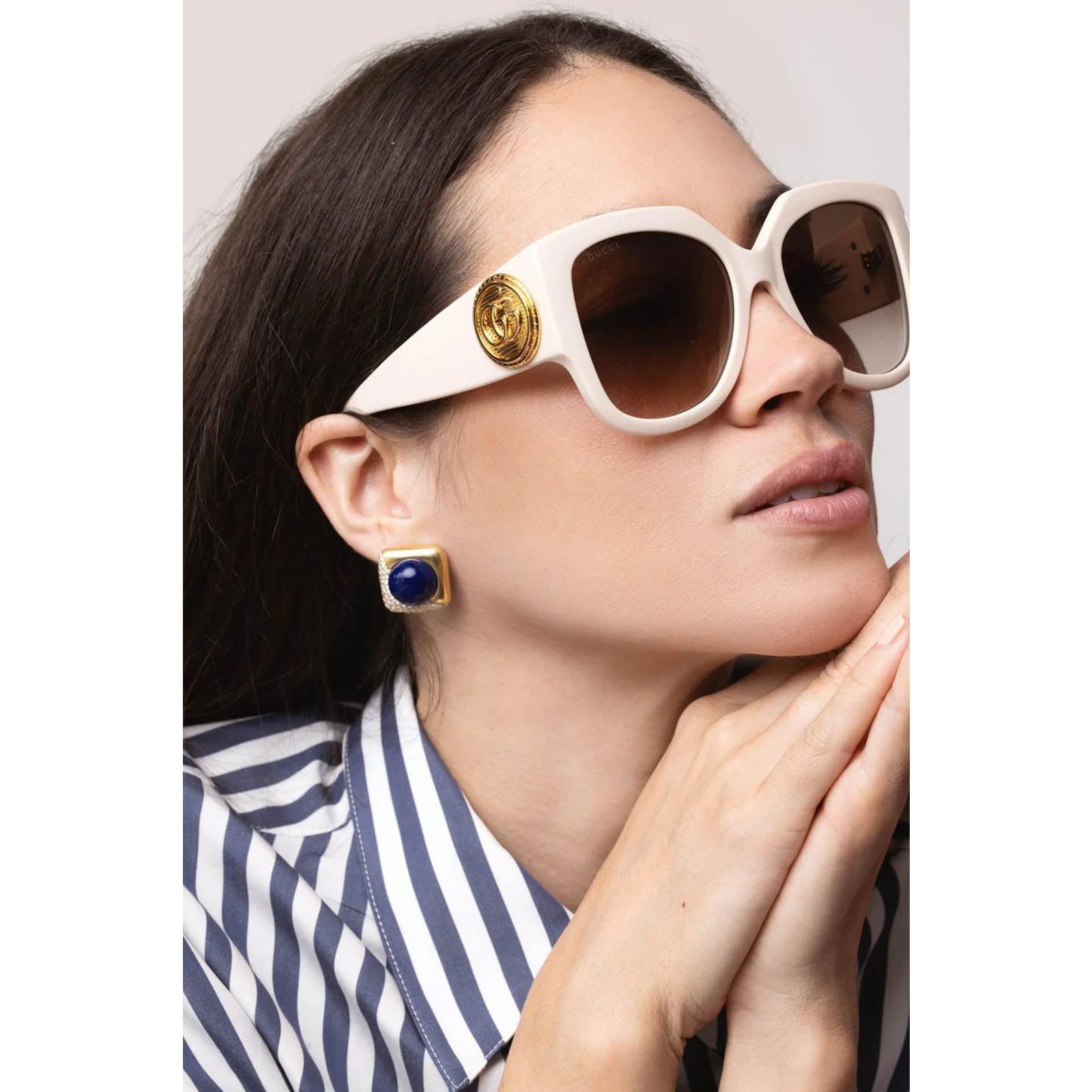 Gucci NEW Gucci Sunglasses GG1407S 004 Ivory Brown Gradient Women Size ONE SIZE - 2 Thumbnail