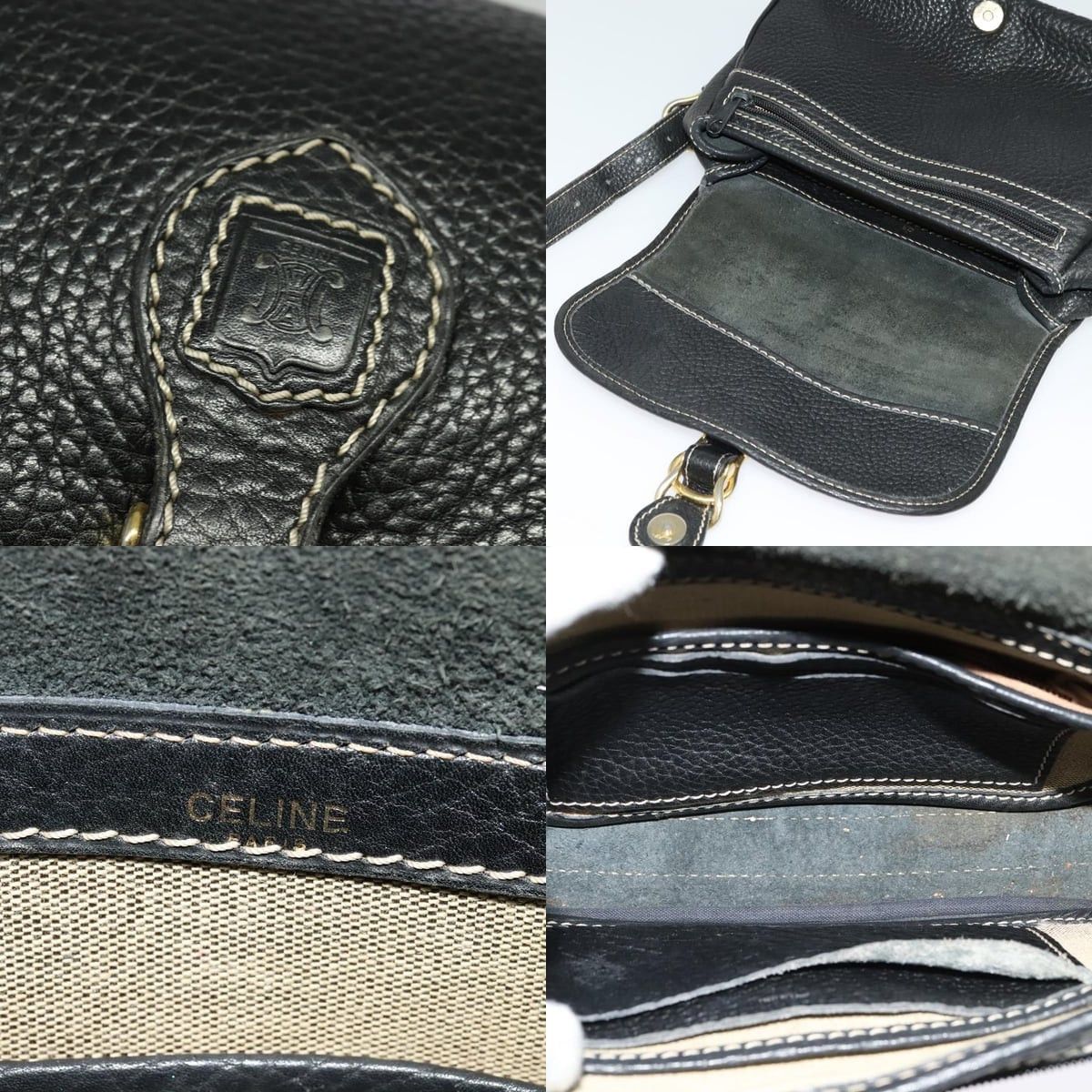 Celine CELINE Shoulder Bag Leather Black Gold Size ONE SIZE - 11 Thumbnail