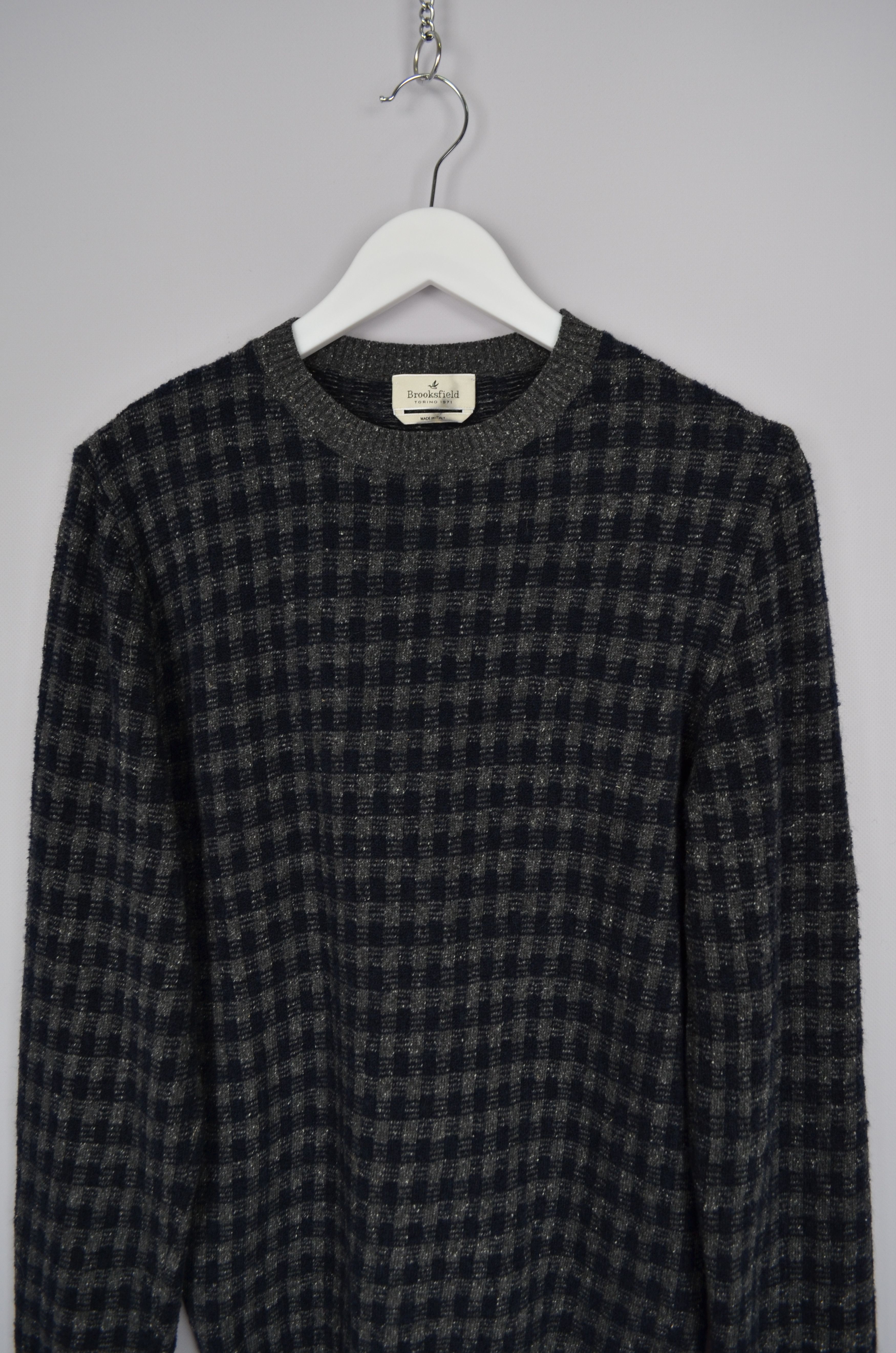 Brooksfield × Designer Brooksfield Torino Check Wool Blend Knit Sweater Size 48/S Size US S / EU 44-46 / 1 - 3 Thumbnail