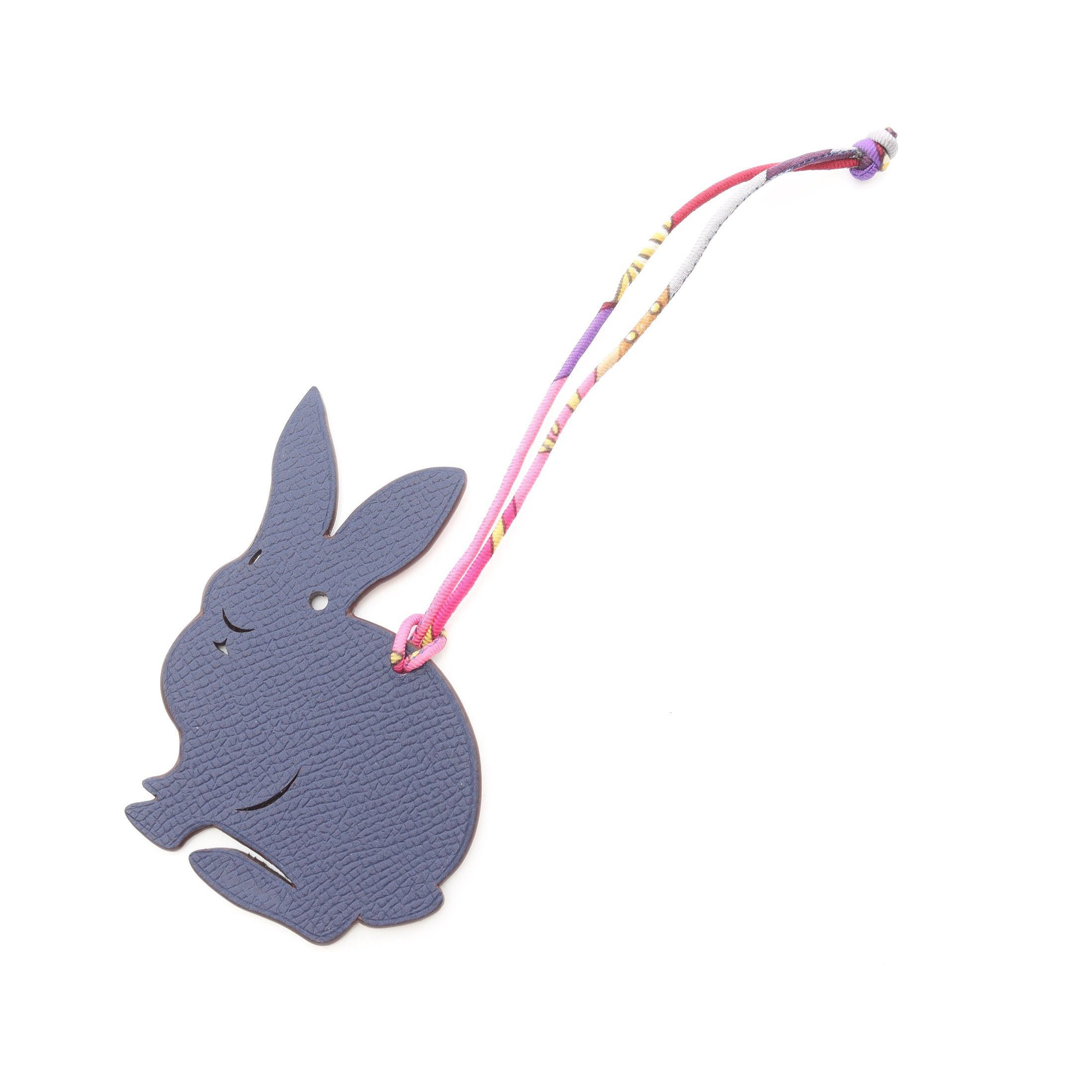 Hermes Hermes Petite Ash Rabbit Blue Navy Grineve Bag Charm Veau Epsom Togo Silk Dark Light Gray Size ONE SIZE - 1 Thumbnail