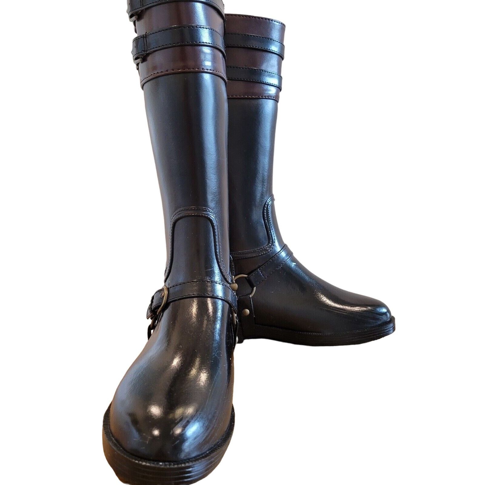 Vintage Chooka Signature Rain Riding Boots Tall Rubber Black Sz US 6 Size US 6 / IT 36 - 2 Thumbnail