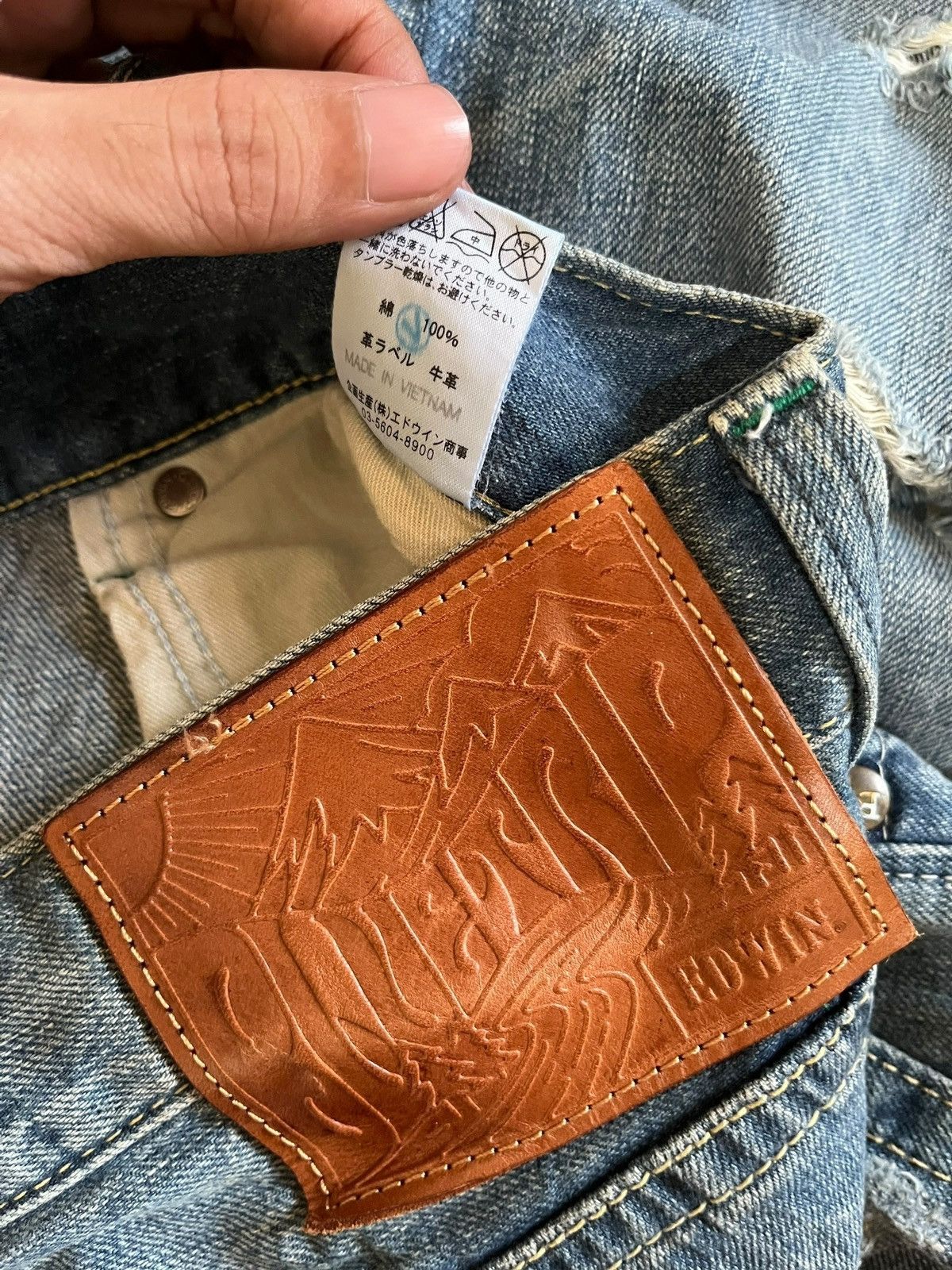 Edwin × Japanese Brand Vintage Japanese Edwin Selvedge Acid Wash Style Jeans Size US 33 - 11 Thumbnail