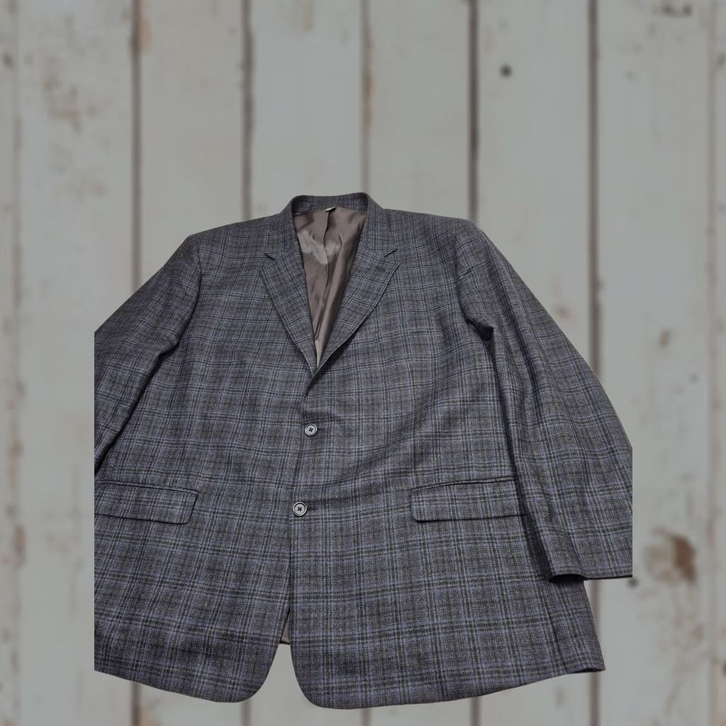 Vintage Oak Hill Premium Mens 3XLT Big Tall Sport Coat Gray Wool Plaid FLAW Size US XXL / EU 58 / 5 - 1 Thumbnail