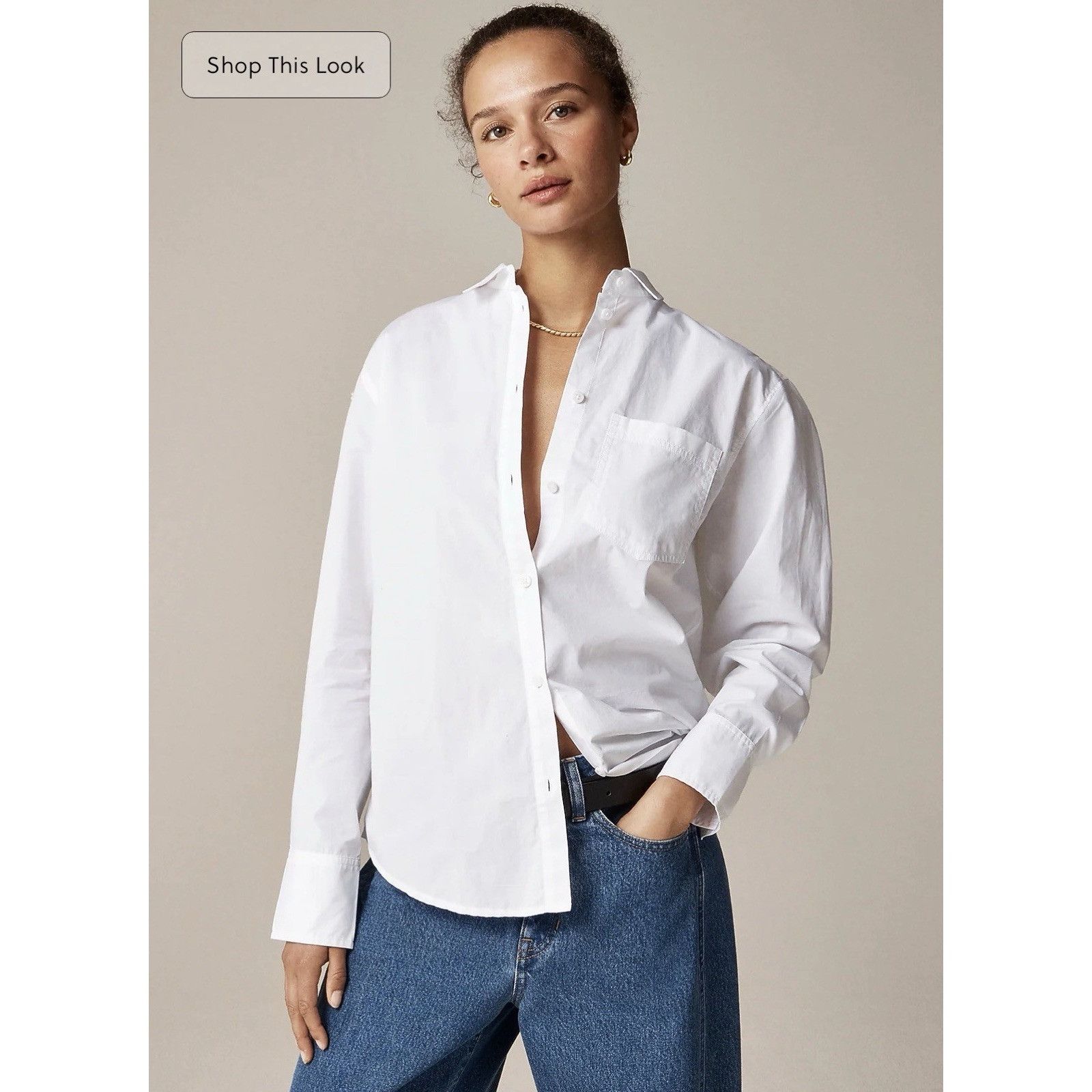 J.Crew J.Crew Button Up Shirt In Cotton Poplin White Sz 4 Relaxed Size S / US 4 / IT 40 - 1 Thumbnail