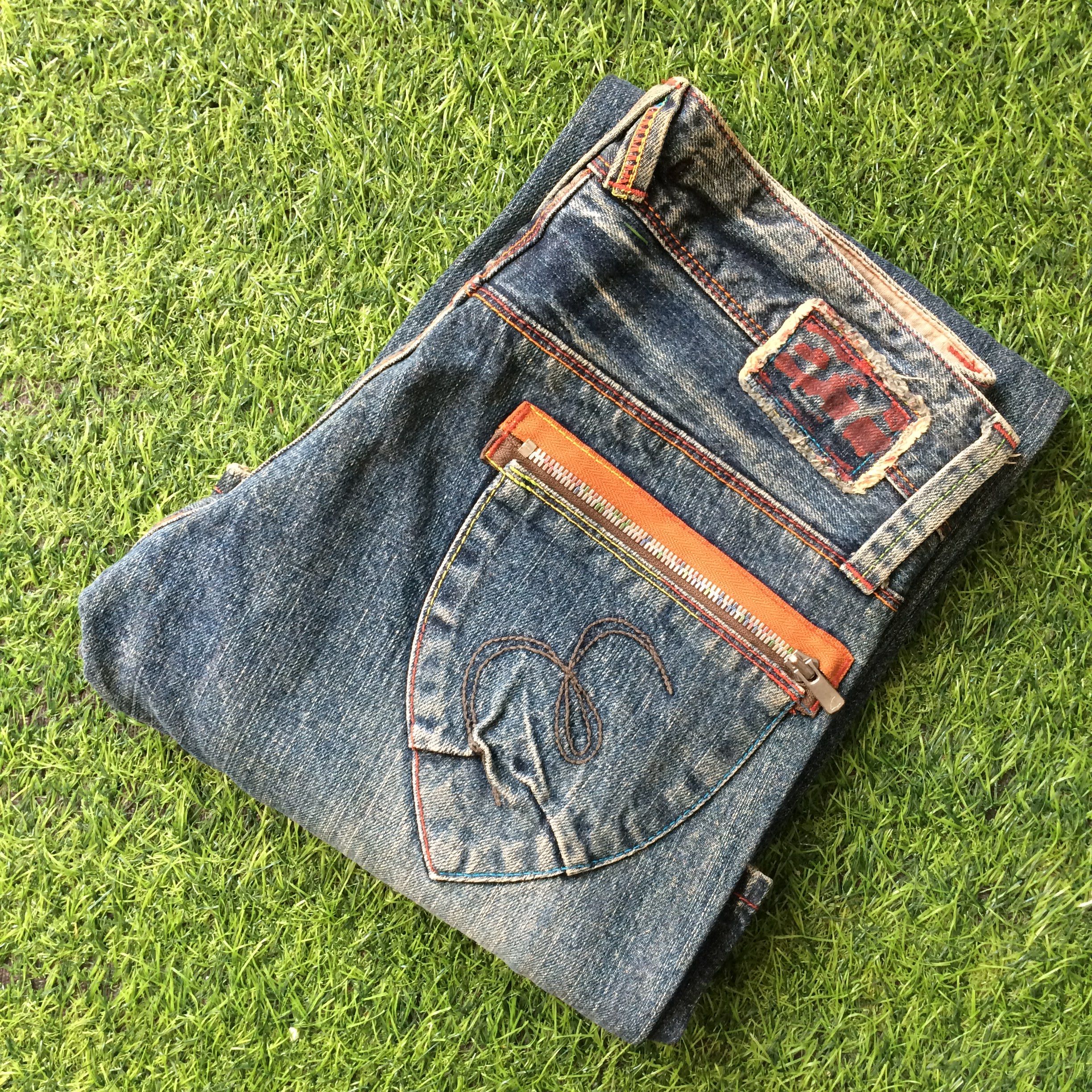 Designer Japanese Low Rise Distressed Flare Jeans #D-466 Size 29" - 8 Thumbnail