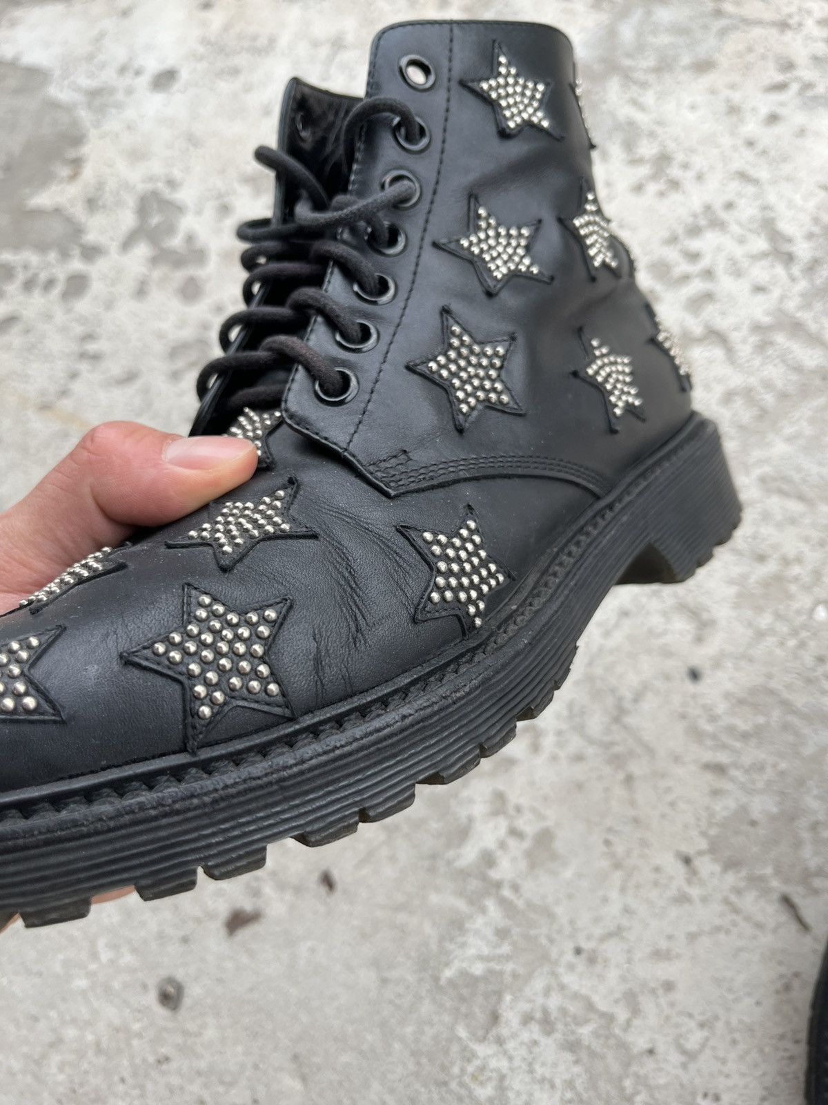 Saint Laurent Paris Saint Laurent Star Studded Leather Lace-Up Combat Boots Size US 6 / IT 36 - 13 Thumbnail