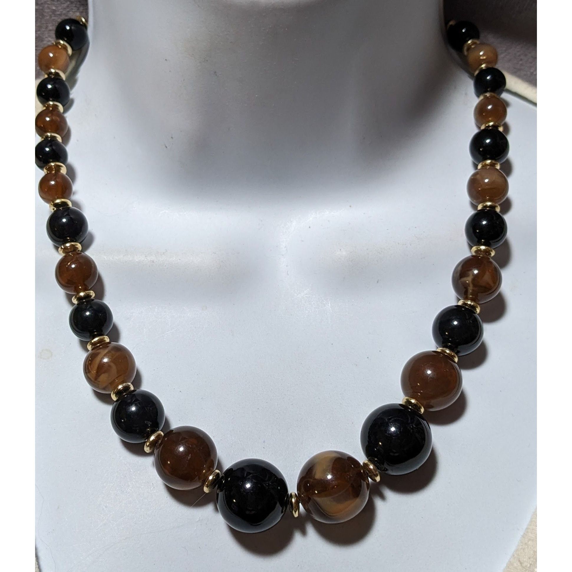 Other Elegant Retro Brown And Black Beaded Necklace Size ONE SIZE - 5 Thumbnail