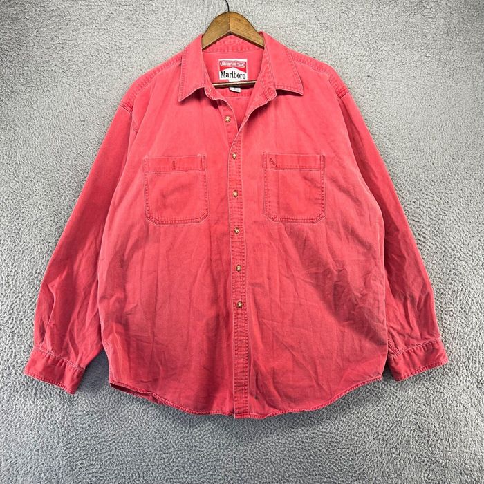 Marlboro Vintage Marlboro Shirt Men's Extra large Red Denim Faded ...