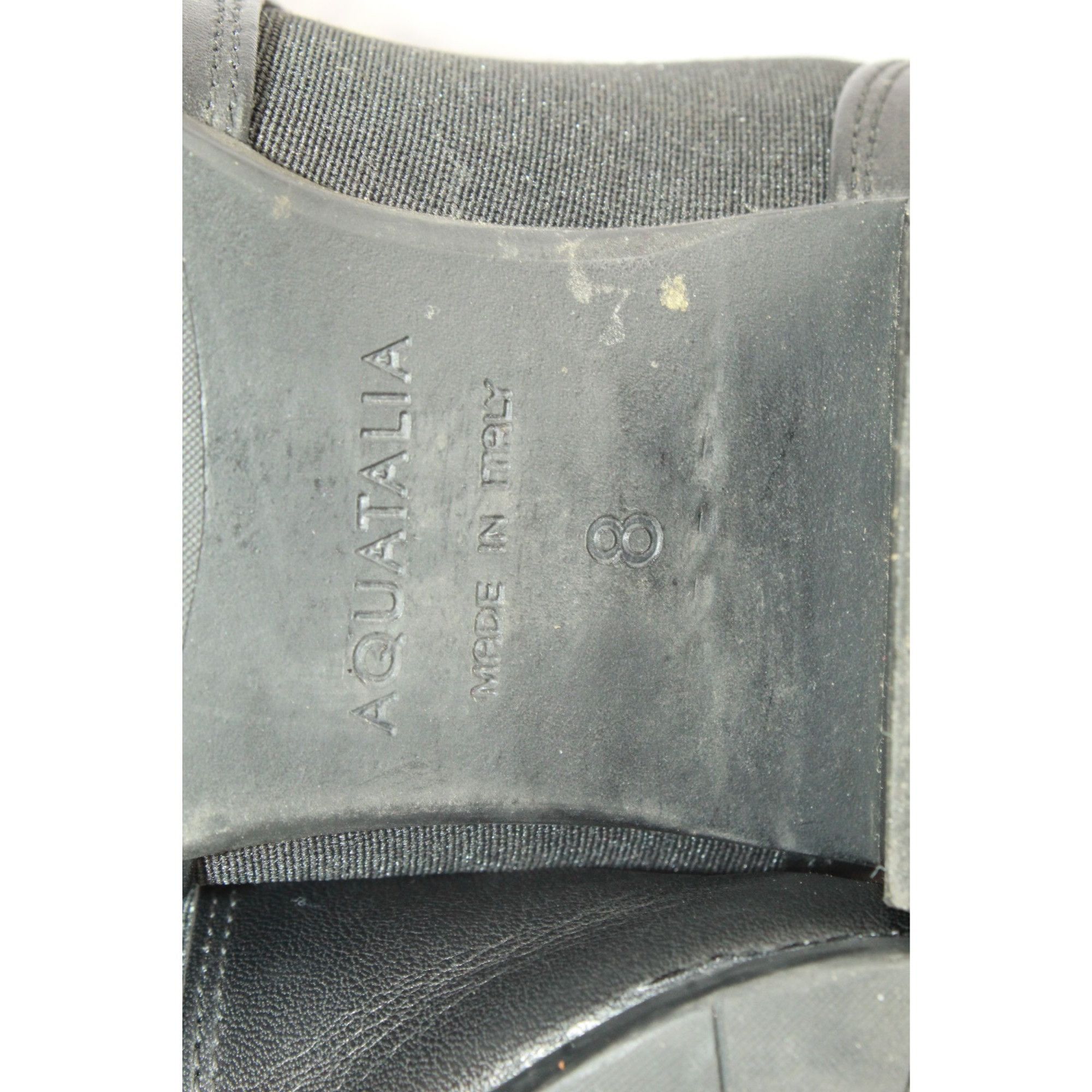 Aquatalia Aquatalia Black Leather Pointed-Toe Low Block Heel Ankle Boo Size US 8 / IT 38 - 8 Thumbnail