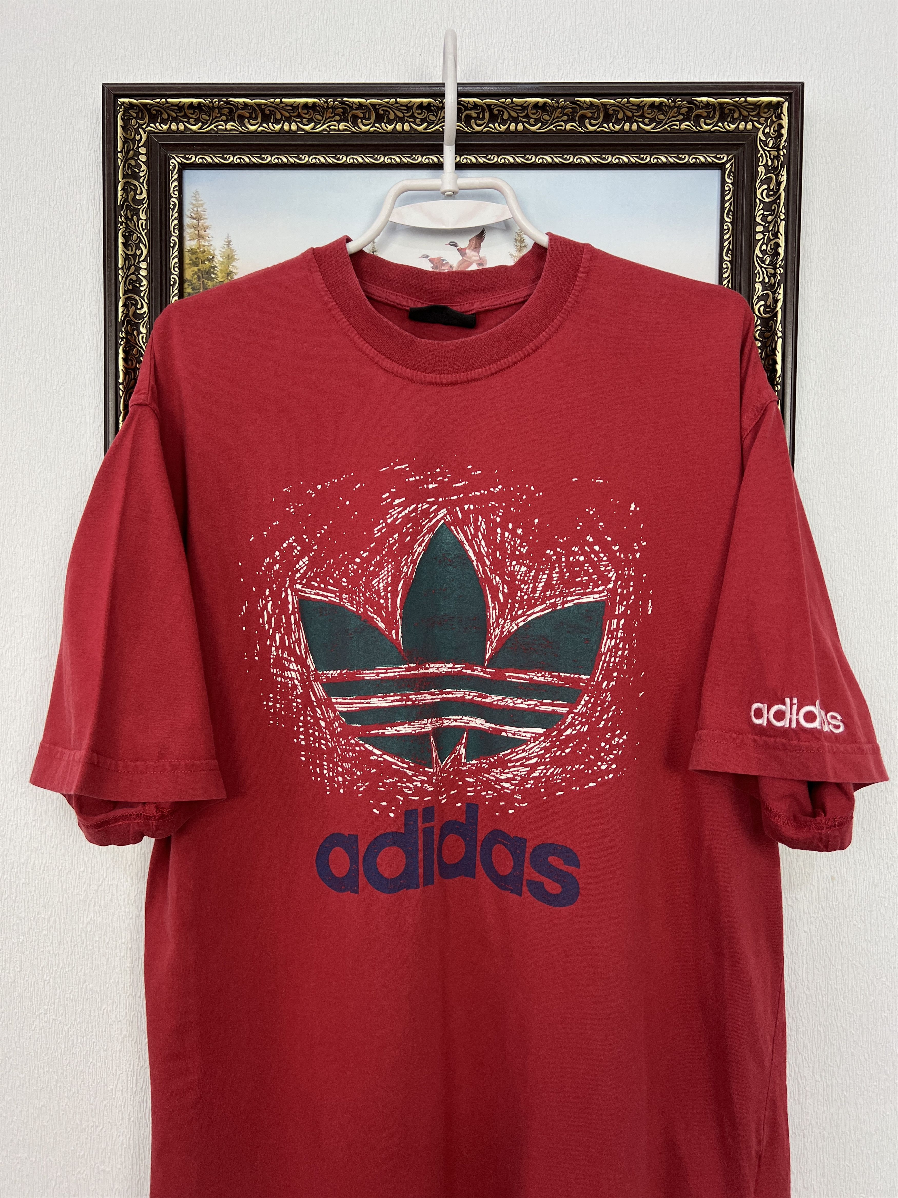 Adidas Vintage 90's Adidas Big Logo Shirt Over Print Jersey Trikot Size US M / EU 48-50 / 2 - 2 Thumbnail