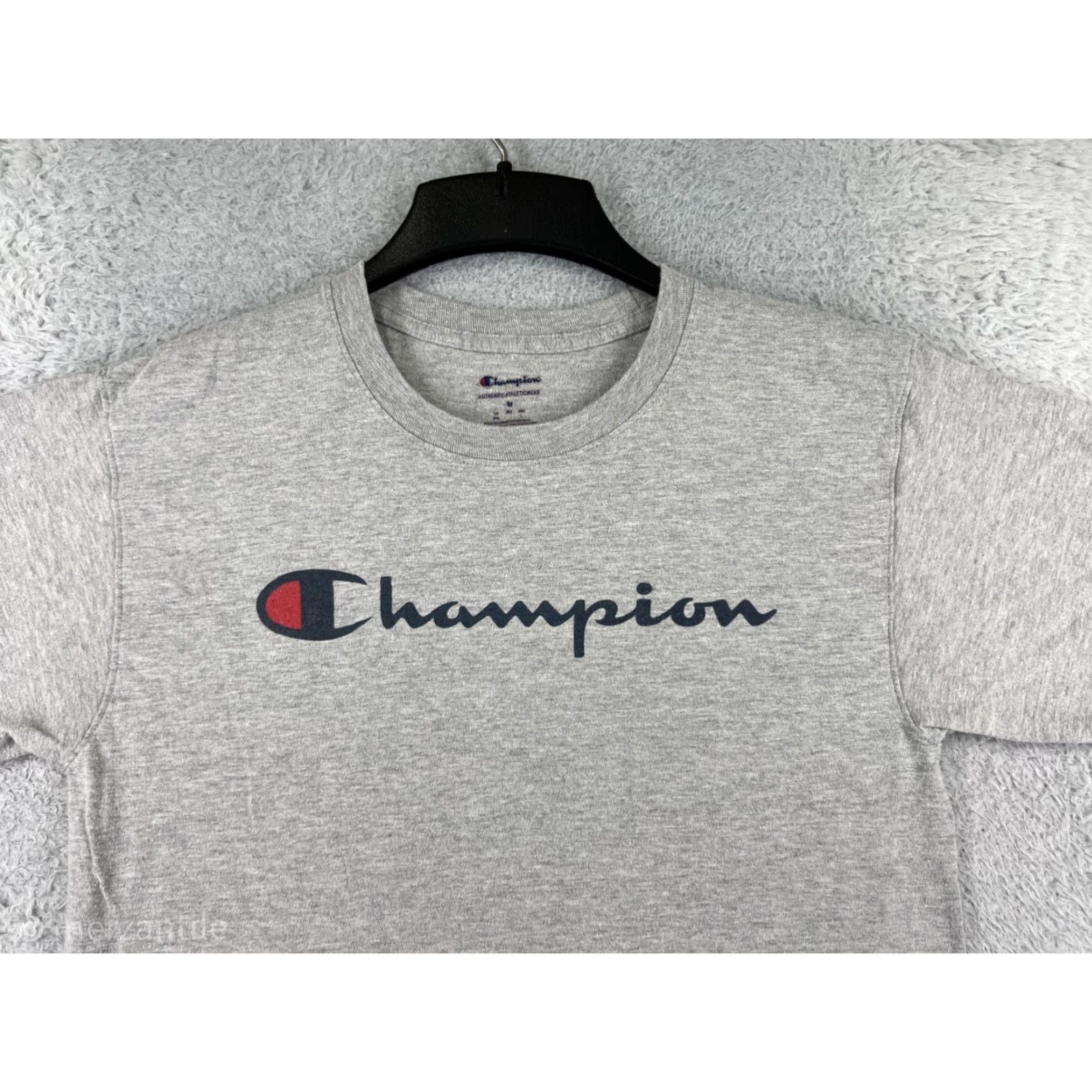 Champion Champion Shirt Men Medium Gray Short Sleeve Crew Neck Cotton Blend Logo Sports Mens Size US M / EU 48-50 / 2 - 6 Thumbnail