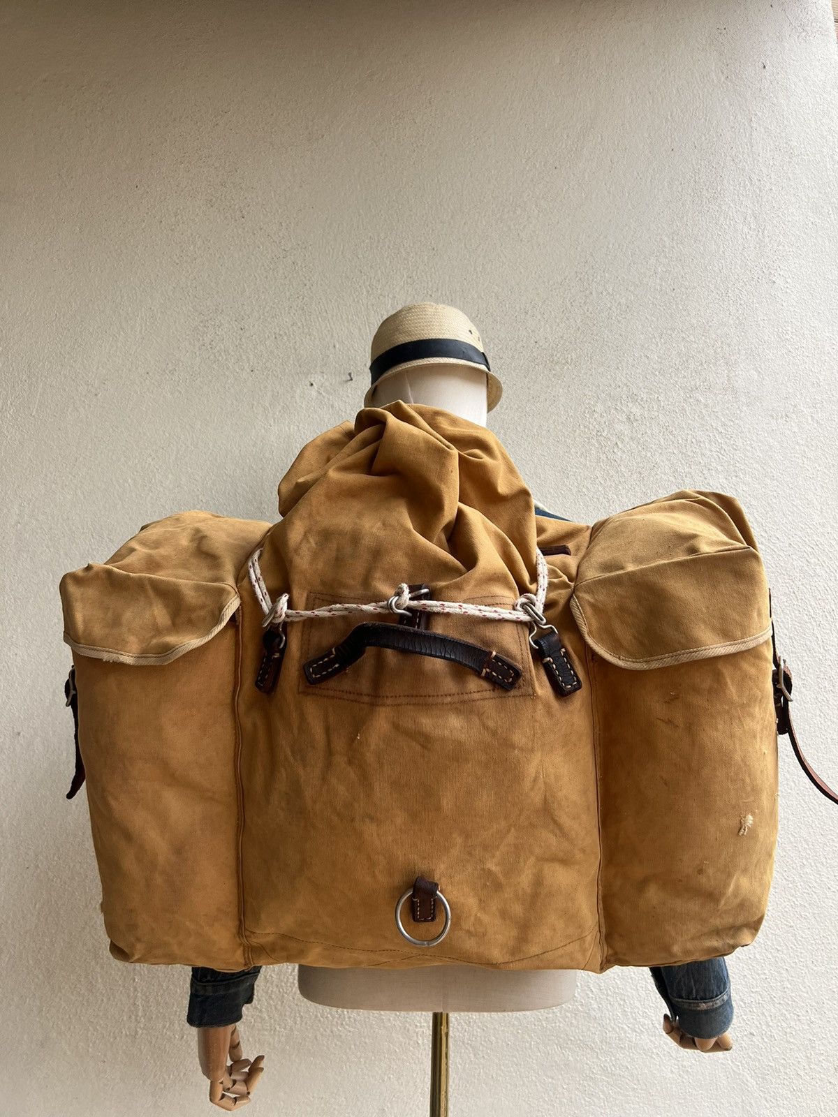 Vintage Distress Fade 60s 70s Japan Duck Canvas Hiking Backpack Huge Size ONE SIZE - 1 Thumbnail