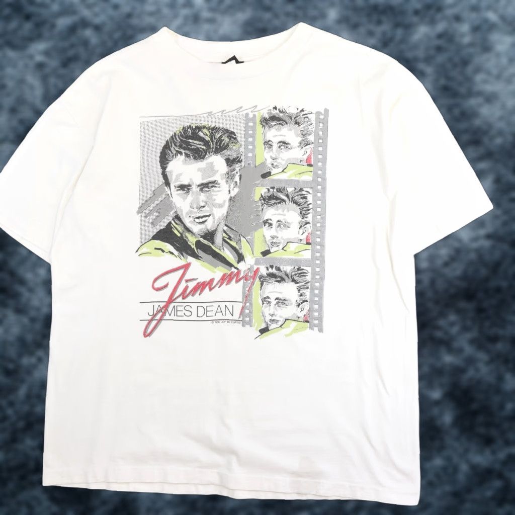VINTAGE James Dean Jimmy T-Shirt XL 1990s 90s Gray Cotton Short