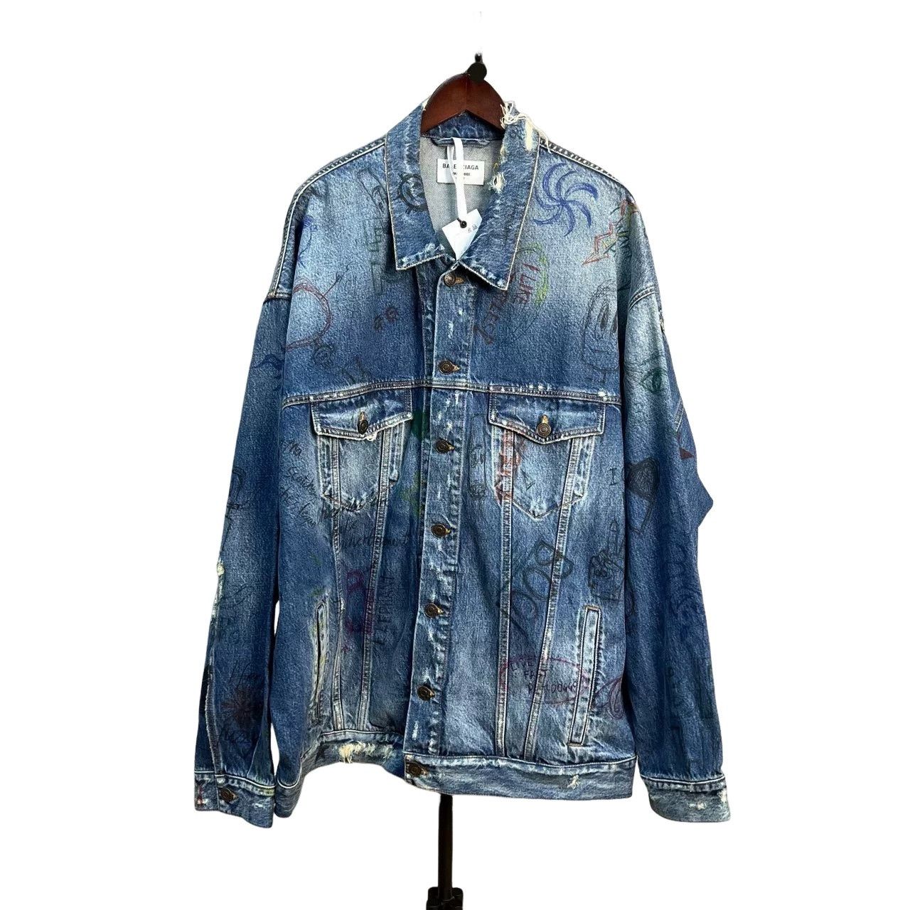 Balenciaga Balenciaga Graffiti Denim Jacket Size XL Size US XL / EU 56 / 4 - 1 Thumbnail