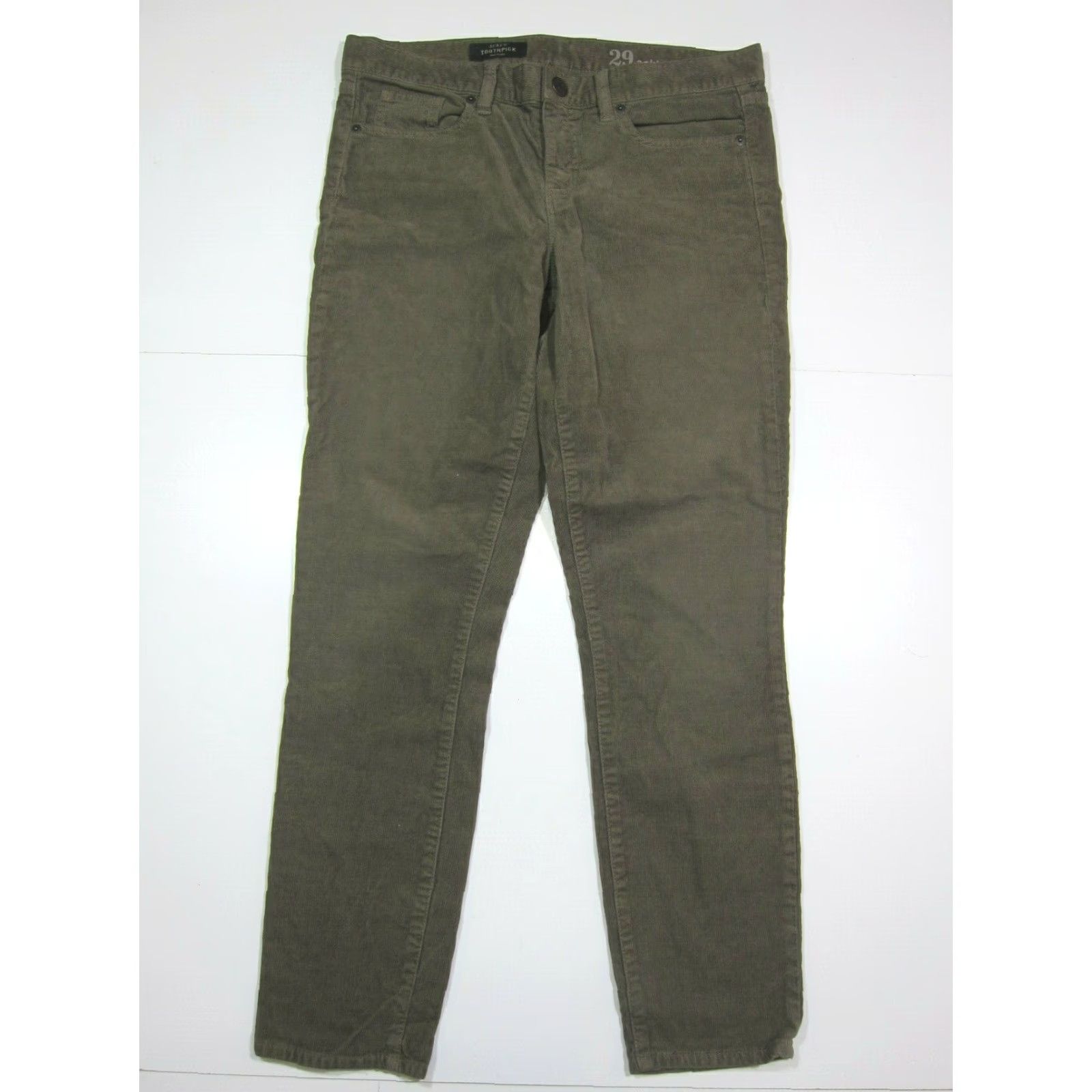 J.Crew J.Crew Brown Corduroy Cotton Stretch Toothpick Ankle Slim Pant Women Size 29 Size 29" - 8 Thumbnail