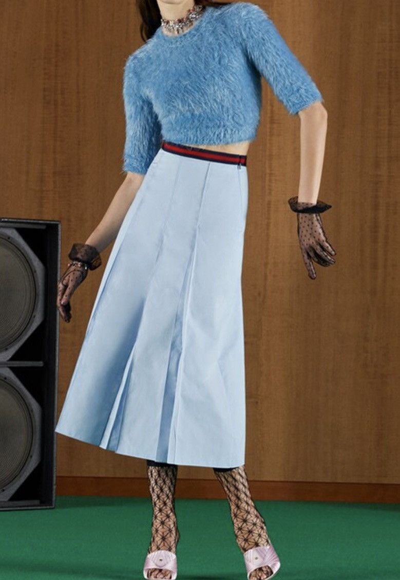 Gucci Gucci Pleated A-Line Heavy Cotton Poplin Skirt 695326 Size 26" / US 2 / IT 38 - 2 Thumbnail