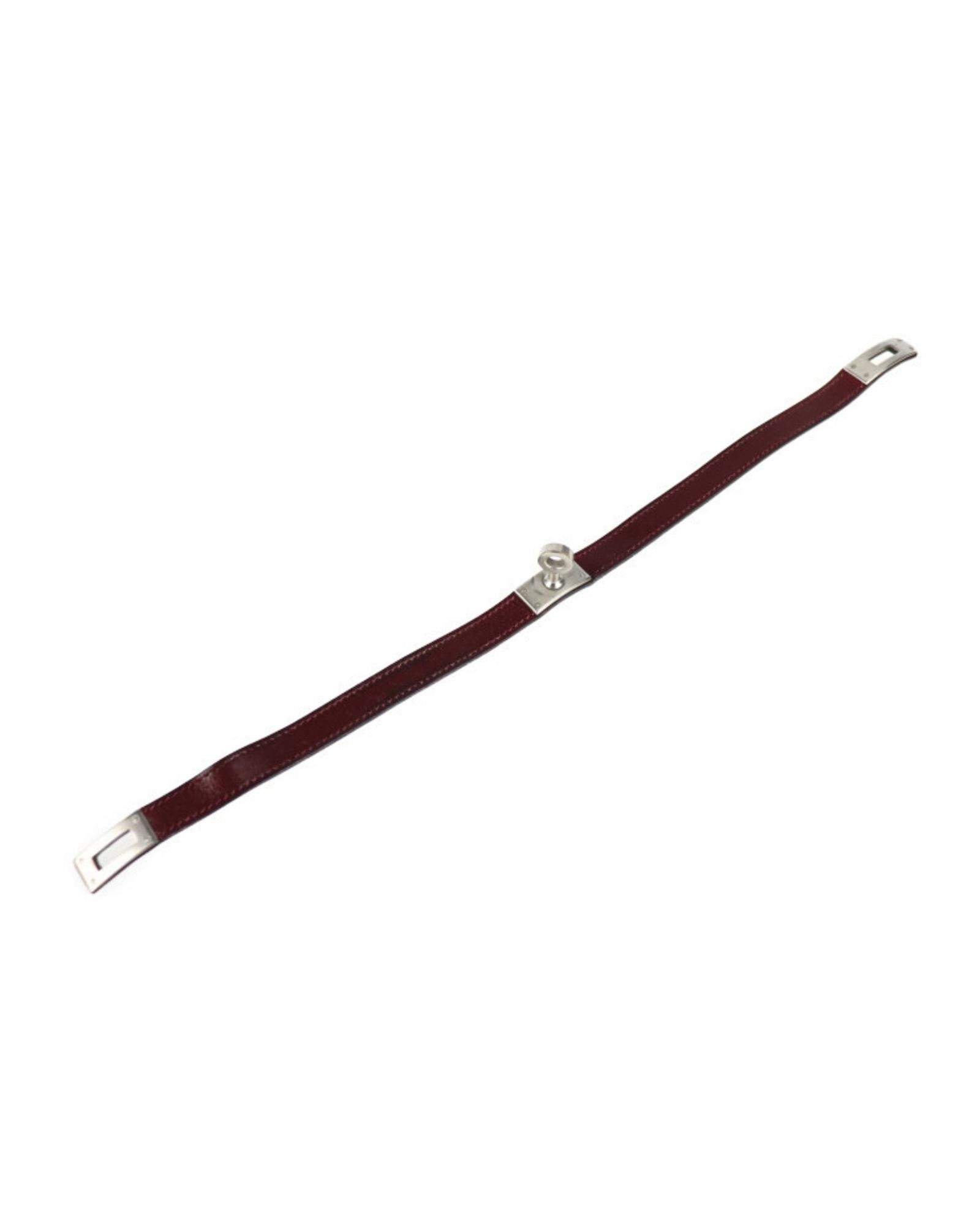 image of Burgundy Leather Hermes Kelly Bracelet, Women's