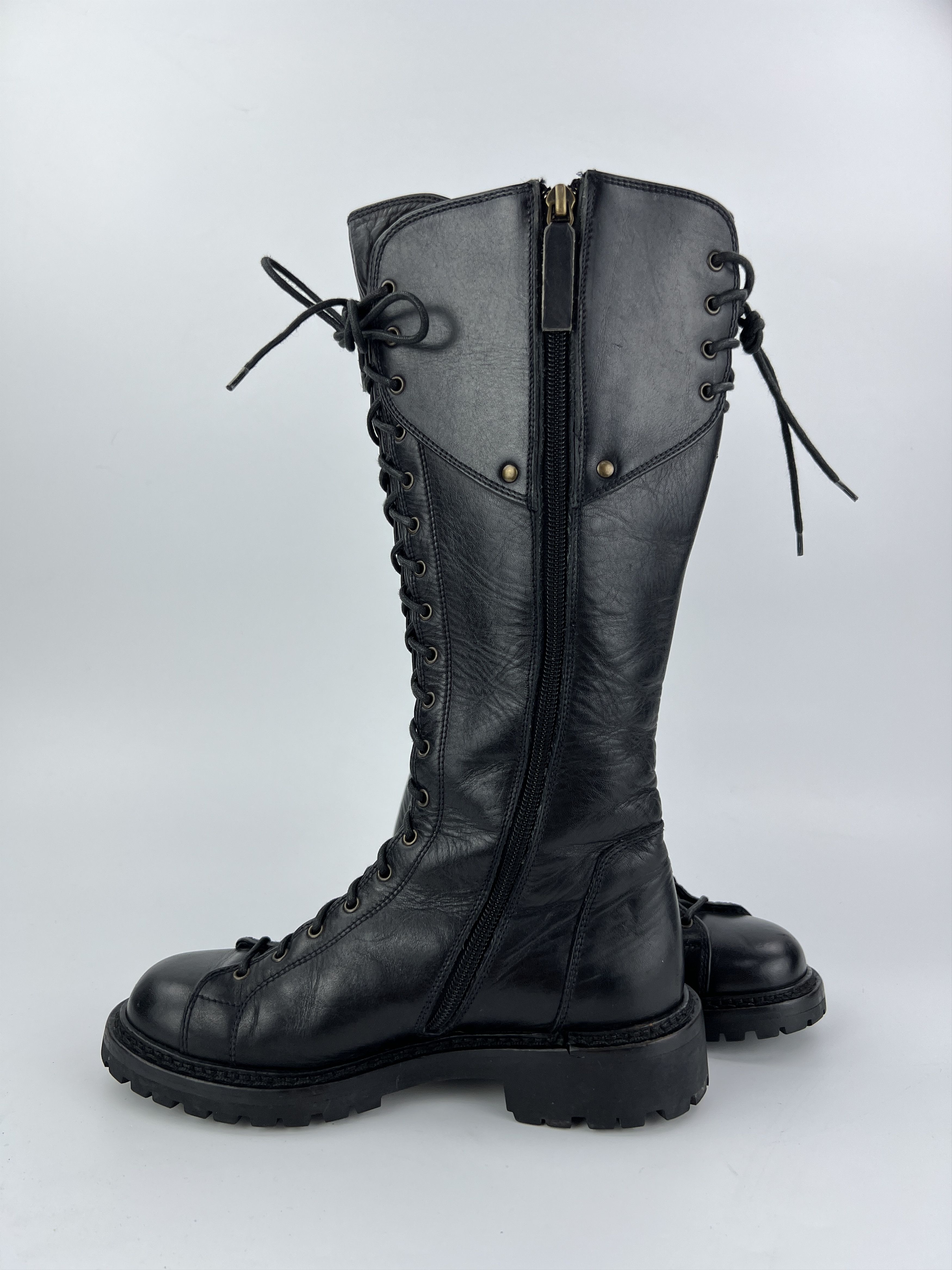Versace Rare Versace High Moto Riding Leather Boots Medusa Size US 6 / IT 36 - 4 Thumbnail