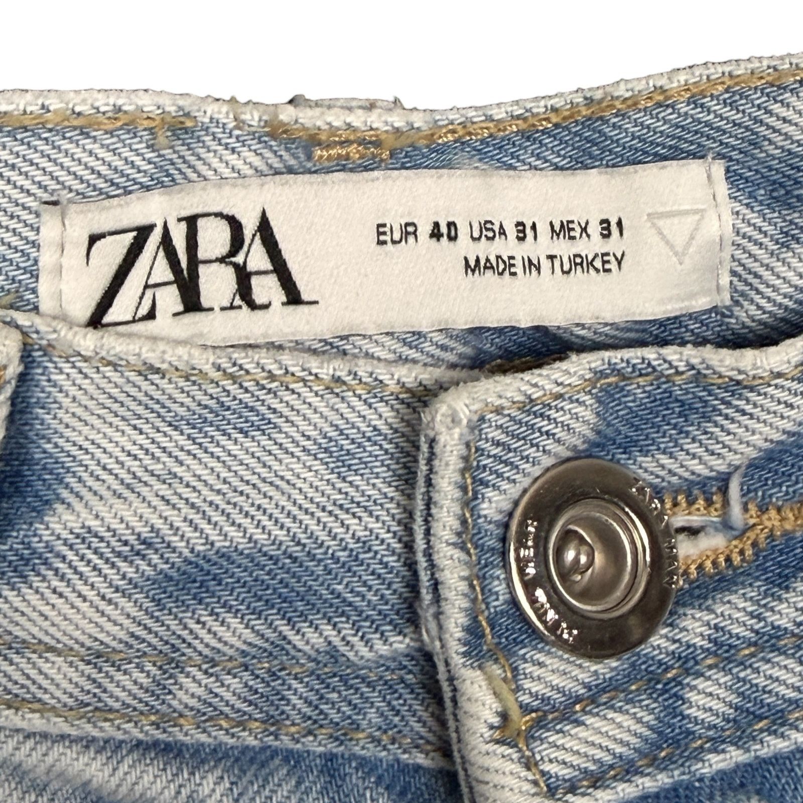 Zara Zara Destroyed Distressed Cropped Light Jeans Women's 30x25 Size 30" / US 8 / IT 44 - 5 Thumbnail