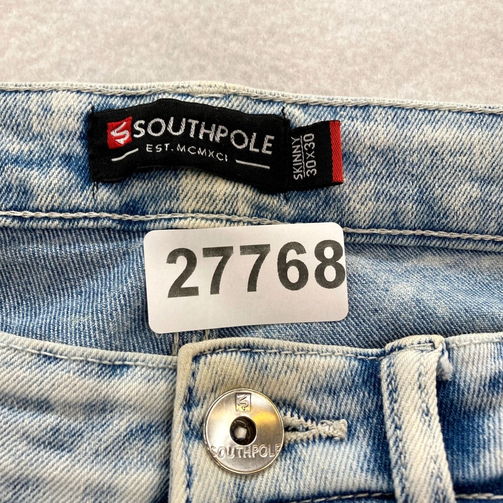 Southpole Southpole Skinny Moto Jeans Mens 30x30 Blue Acid Wash Stretch Denim Hip Hop Stretc? Size US 30 / EU 46 - 5 Thumbnail