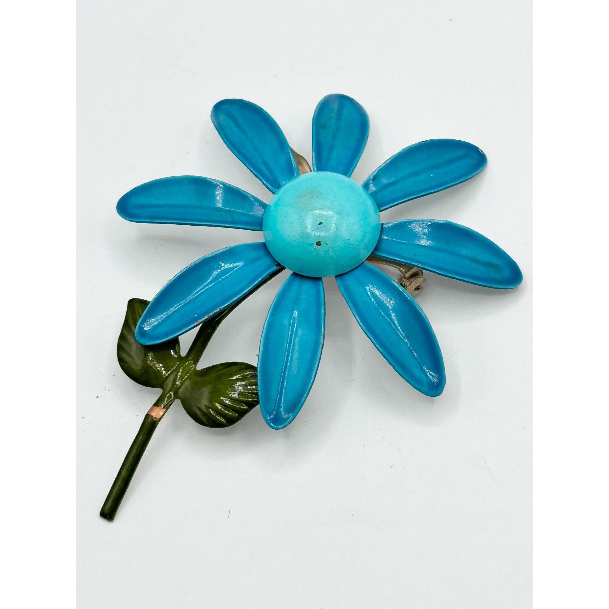 Vintage Vintage blue enamel flower brooch pin Size ONE SIZE - 3 Thumbnail