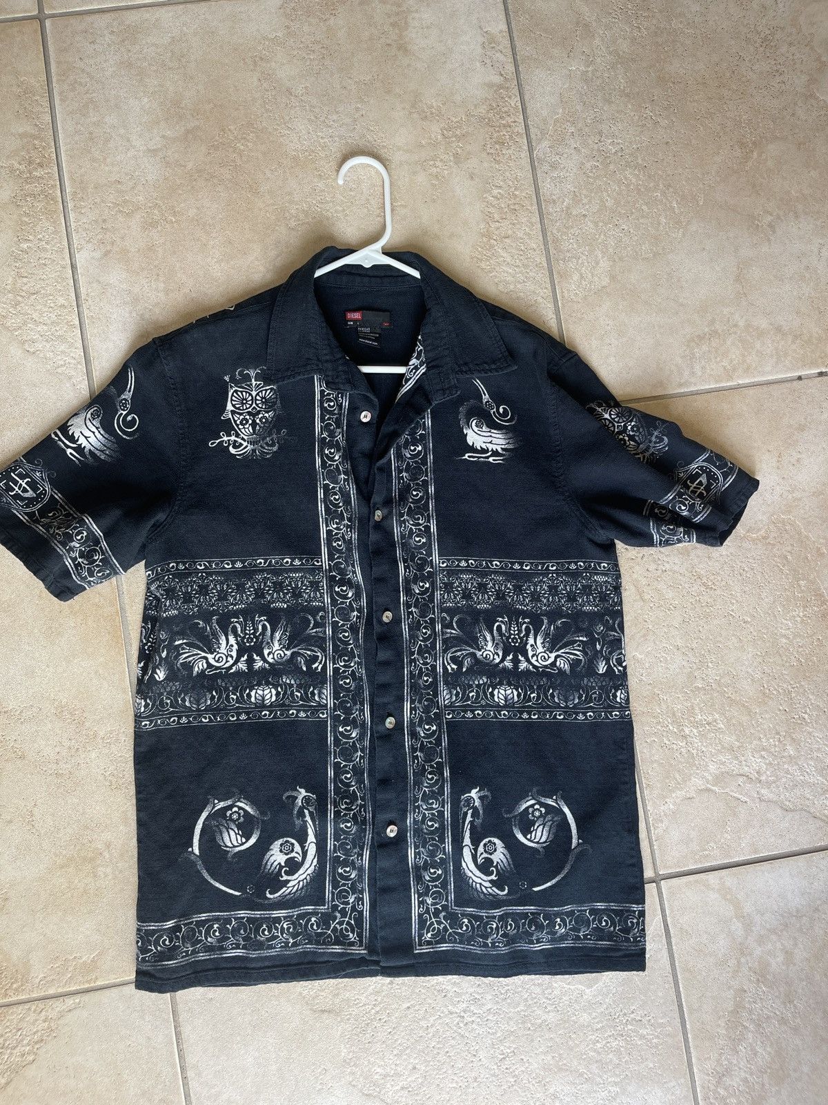 Diesel Diesel Black and White Patterned Men's Shirt Size US L / EU 52-54 / 3 - 6 Thumbnail