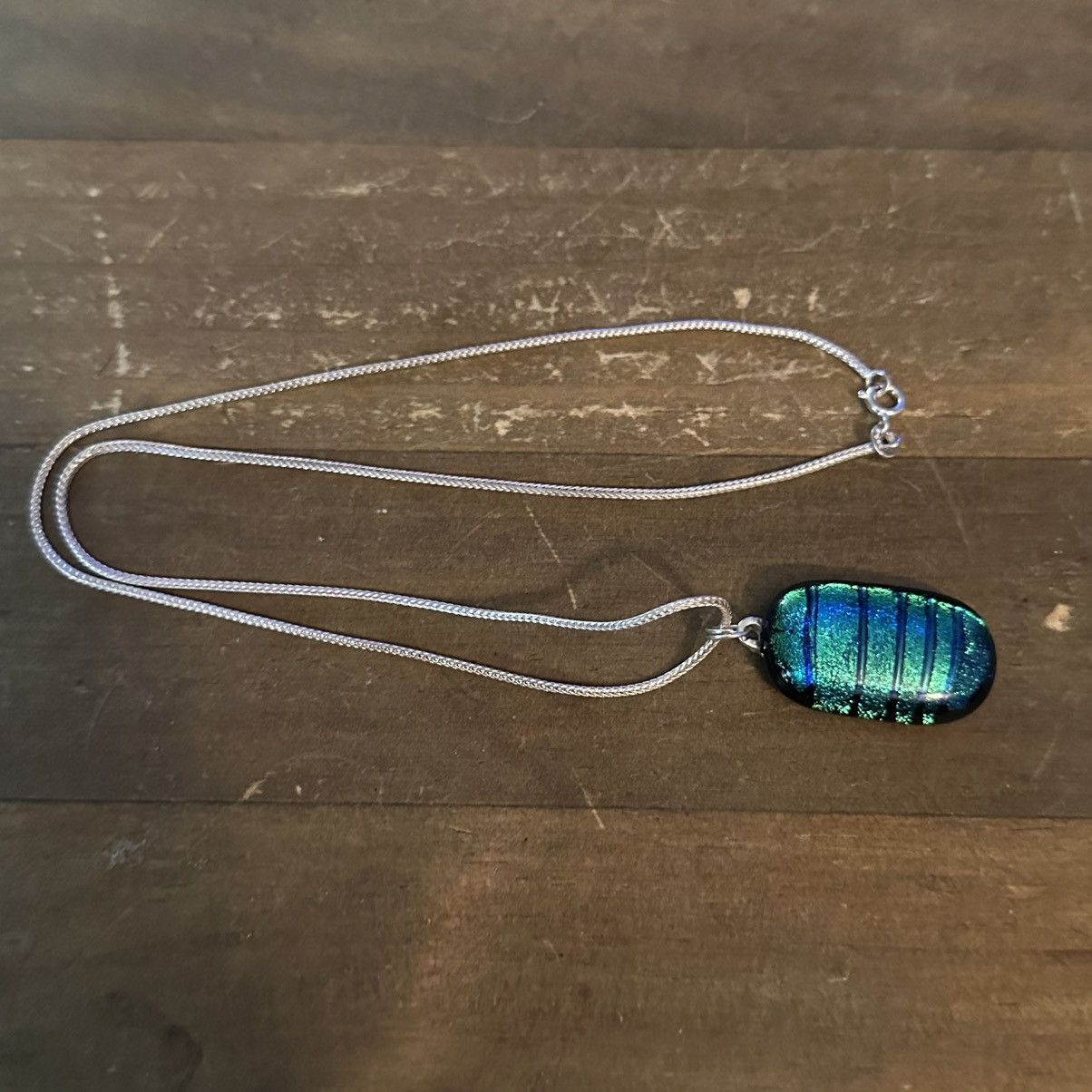 Vintage Vintage 925 silver Dichroic glass pendant necklace Size ONE SIZE - 2 Thumbnail