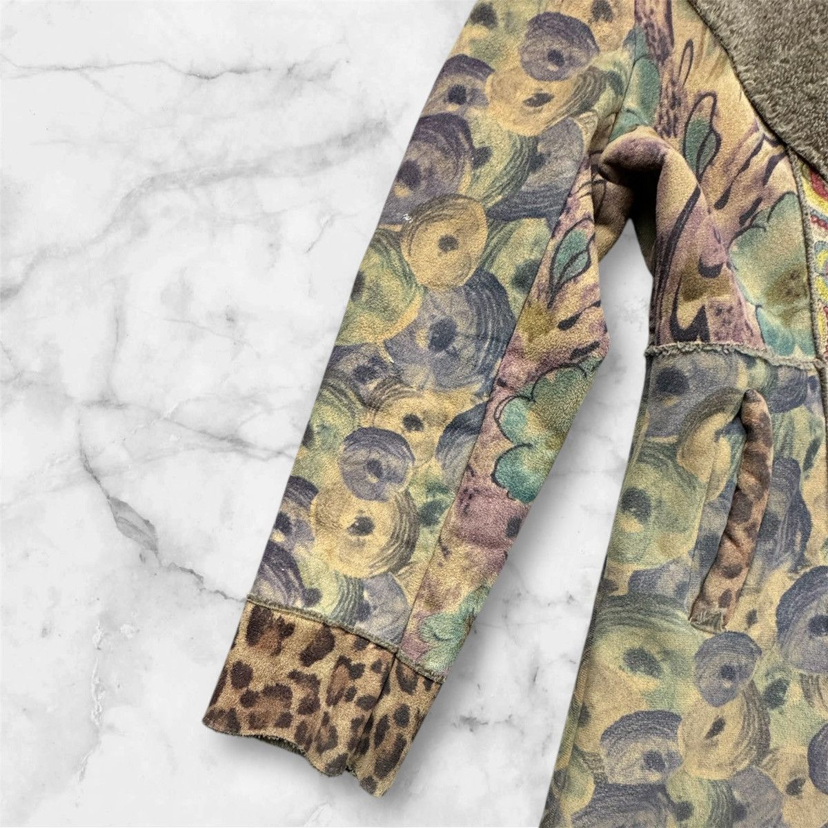 Vintage Vintage Faux Suede Coat With Leopard Art Size 10 Boho Hippe Size L / US 10 / IT 46 - 7 Thumbnail