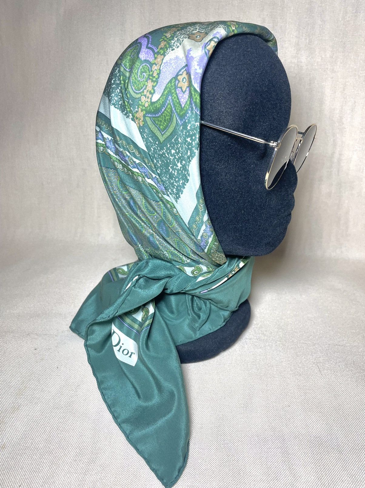 SikSilk × Vintage Christian Dior paisley floral green scarf Size ONE SIZE - 10 Thumbnail