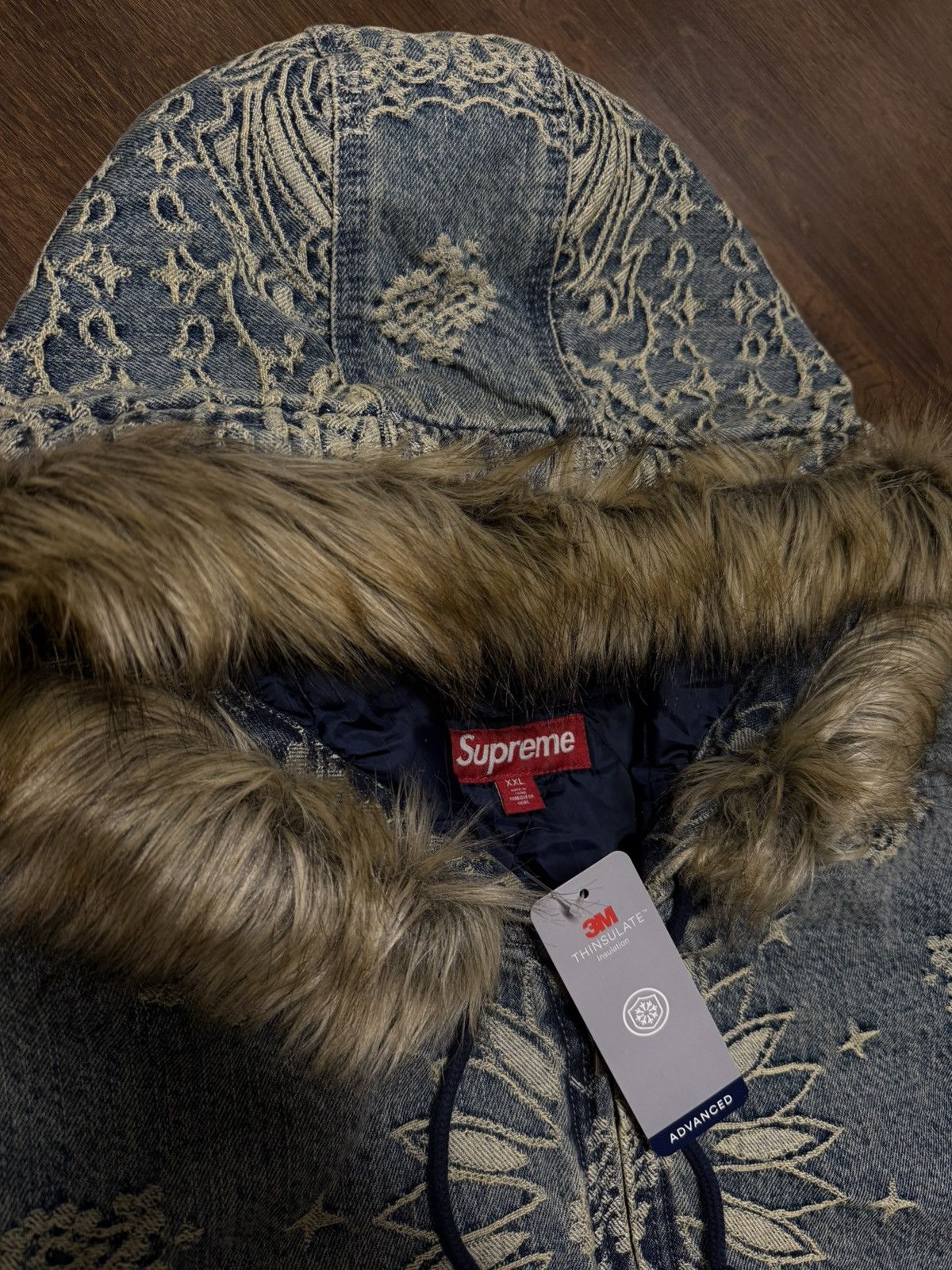 Supreme Supreme Bandana Jacquard Denim Hooded Work Jacket Blue XL Size US XXL / EU 58 / 5 - 8 Thumbnail