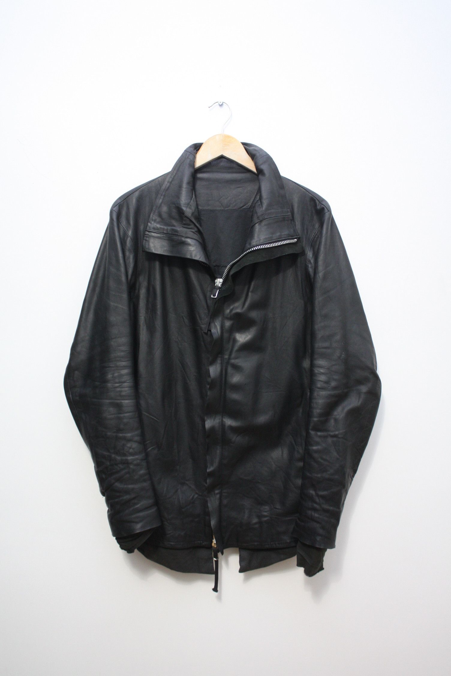image of Boris Bidjan Saberi J1-F211 Leather Jacket Oiled Aw12 in Black, Men's (Size Large)