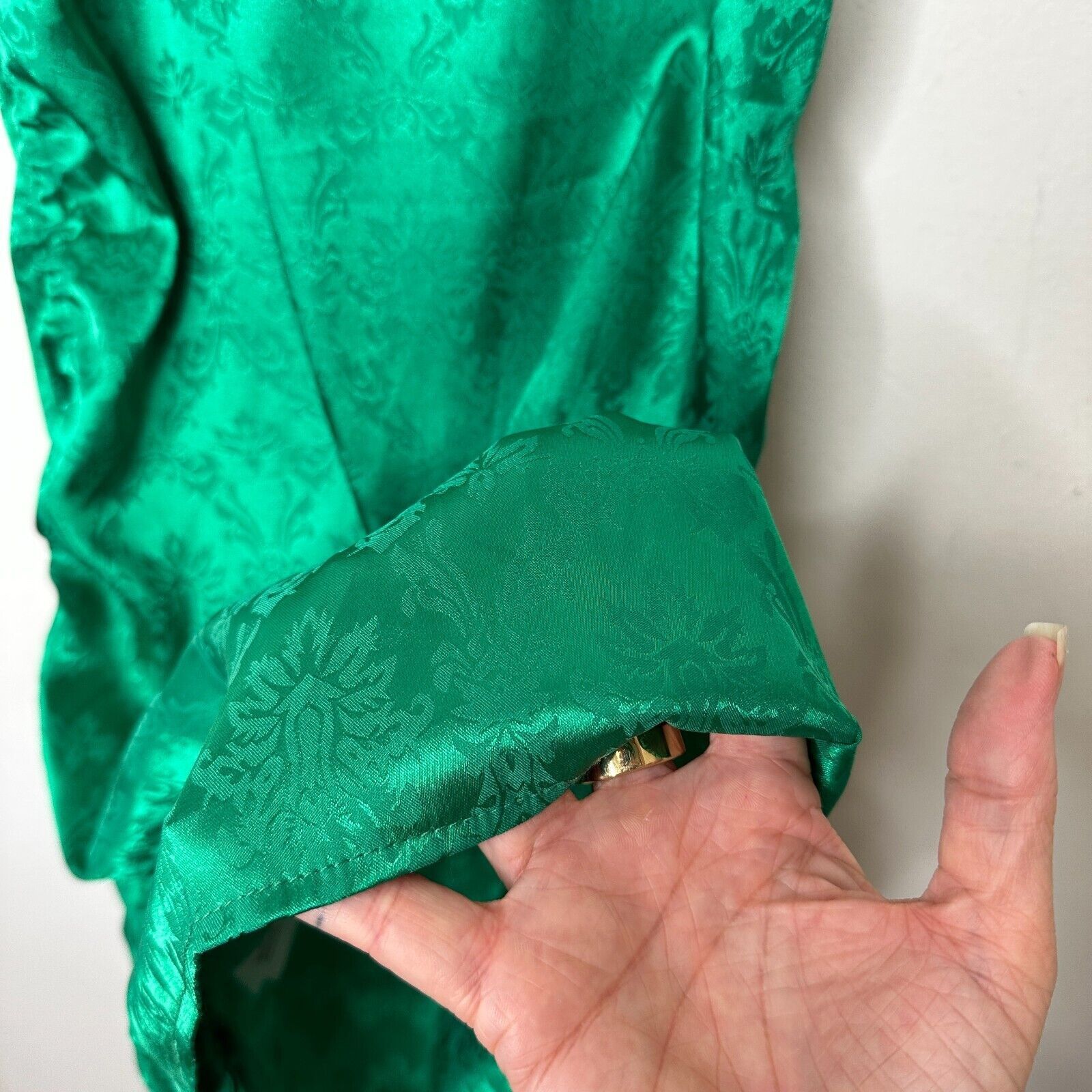 Other Missguided Green Satin Ruche Spaghetti Strap Mini Dress 6 Size M / US 6-8 / IT 42-44 - 6 Thumbnail