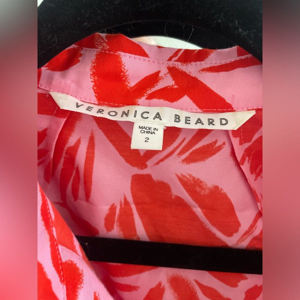 Veronica Beard Veronica Beard red and pink puff sleeve button dress Size XS / US 0-2 / IT 36-38 - 5 Thumbnail