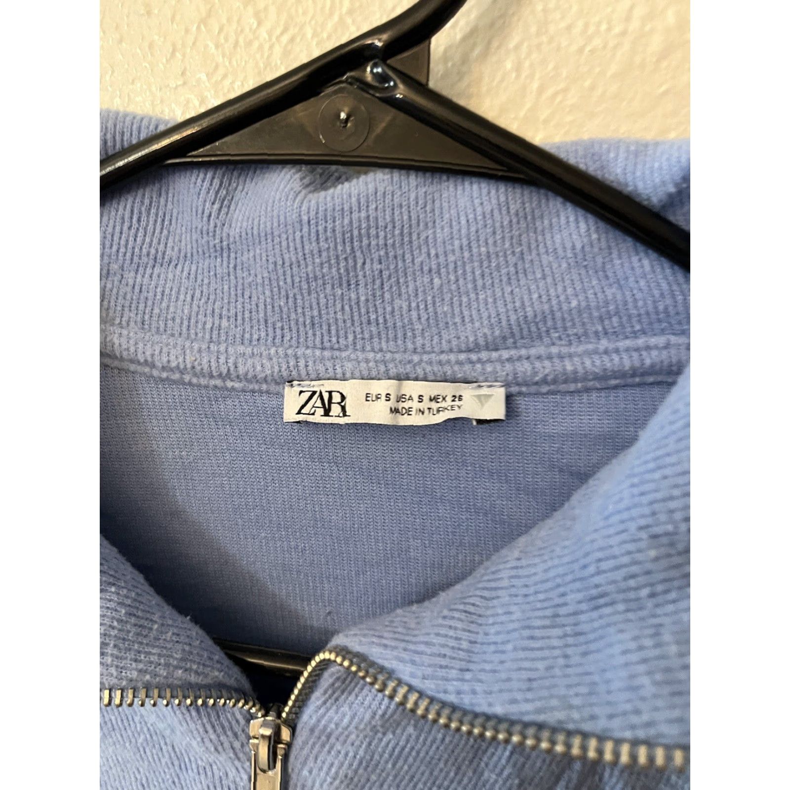 Zara Zara Top Long Sleeve 1/4 Zip Collared Knit Blue Size Small Oversized Size S / US 4 / IT 40 - 3 Thumbnail