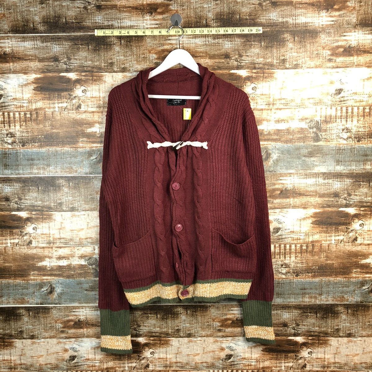 Japanese Brand Geleone original made Maroon Cardigan Knitwear #A1256 Size US L / EU 52-54 / 3 - 1 Thumbnail
