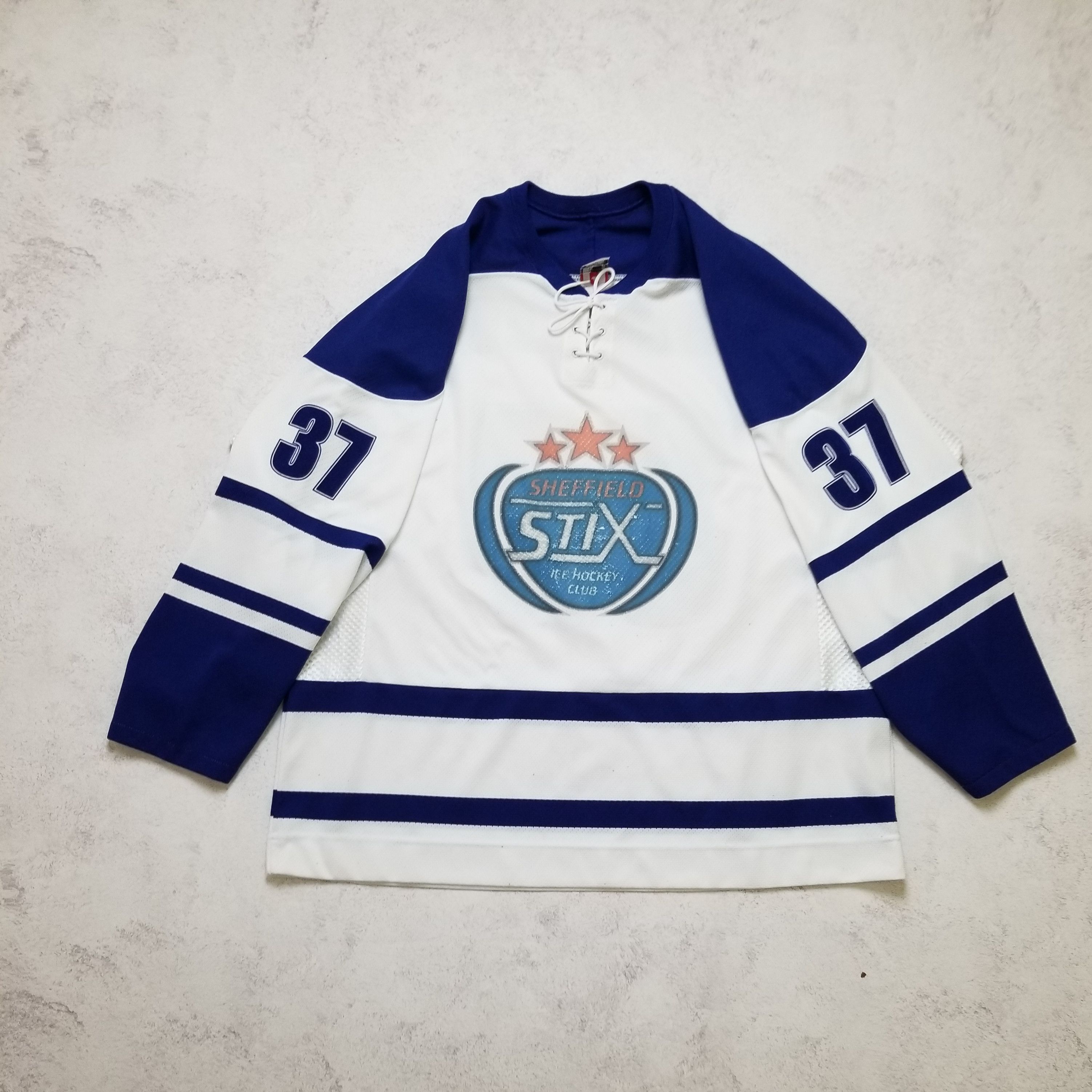 Ccm Air-Knit Sheffield Stix #37 Woolley Ice Hockey Club Jersey Size US XL / EU 56 / 4 - 2 Thumbnail
