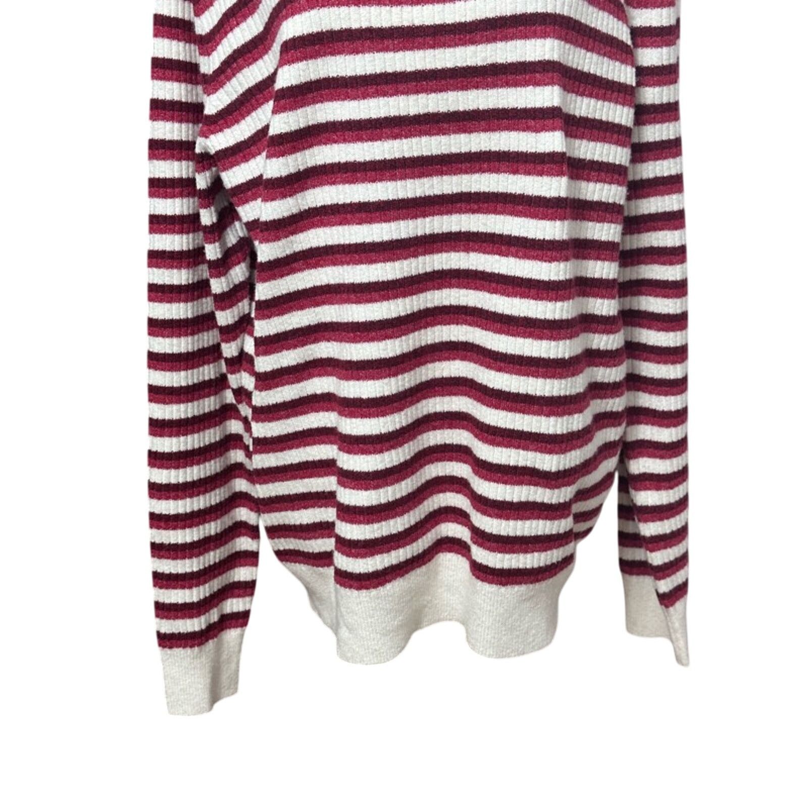 Nordstrom Nordstrom Sweater Striped Ribbed Long Sleeve Red/White XL Size XL / US 12-14 / IT 48-50 - 3 Thumbnail