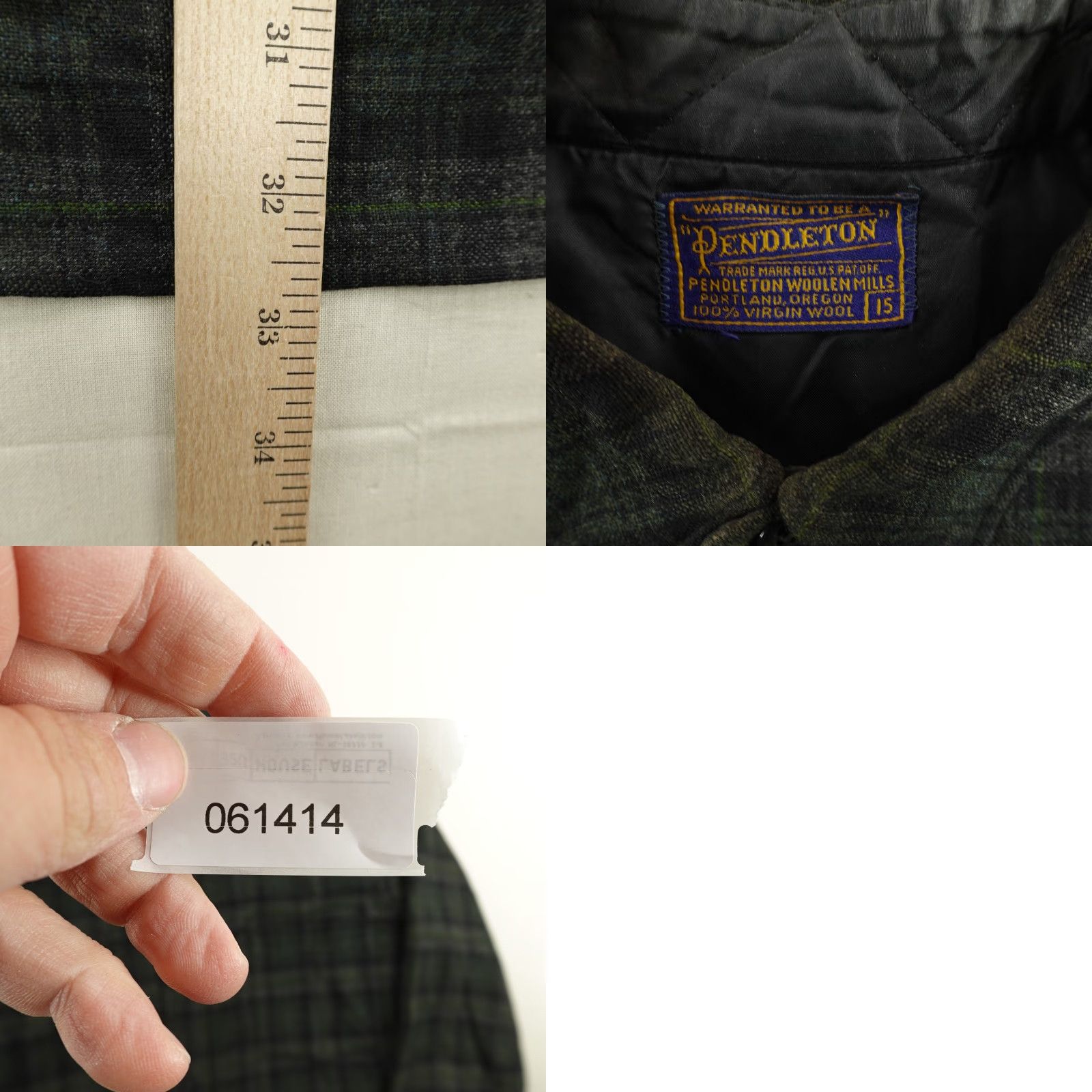 Pendleton VINTAGE Pendleton Shirt Wool Flannel Plaid Green Button-Up Men’s Medium 15 Classic 40s Size US M / EU 48-50 / 2 - 8 Thumbnail