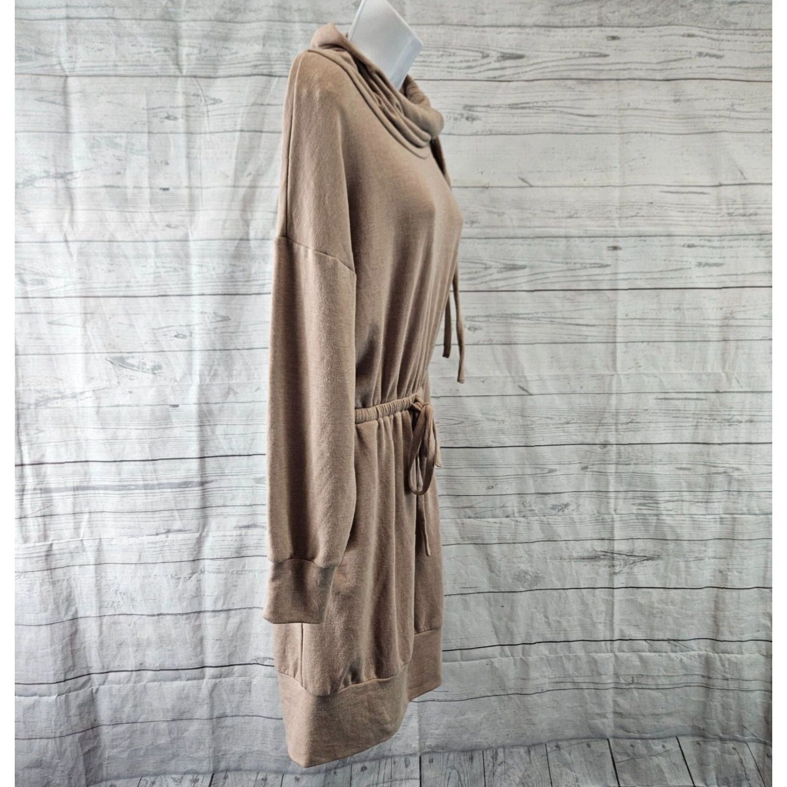 Vintage Gilli Womens Cowl Neck Dress Sz S Tan Long Sleeve Drawstring Waist Dress Size S / US 4 / IT 40 - 3 Thumbnail