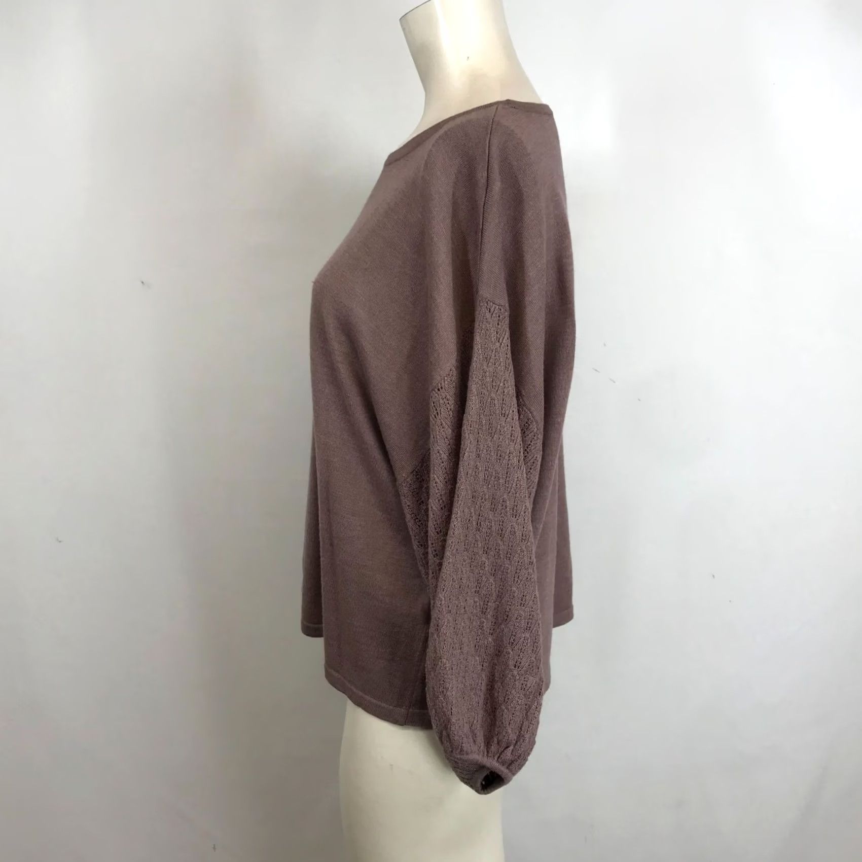 Vintage Garnet Hill Womens Small MAUVE Merino Wool Pullover Sweater Round Neck Size S / US 4 / IT 40 - 6 Thumbnail