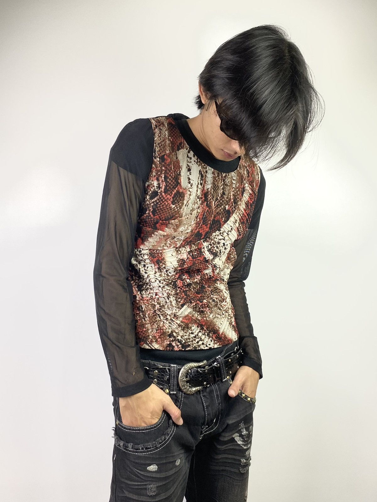 Japanese Brand × Jean Paul Gaultier jean paul gaultier style meshtop snake skin YETTS Size S / US 4 / IT 40 - 1 Thumbnail